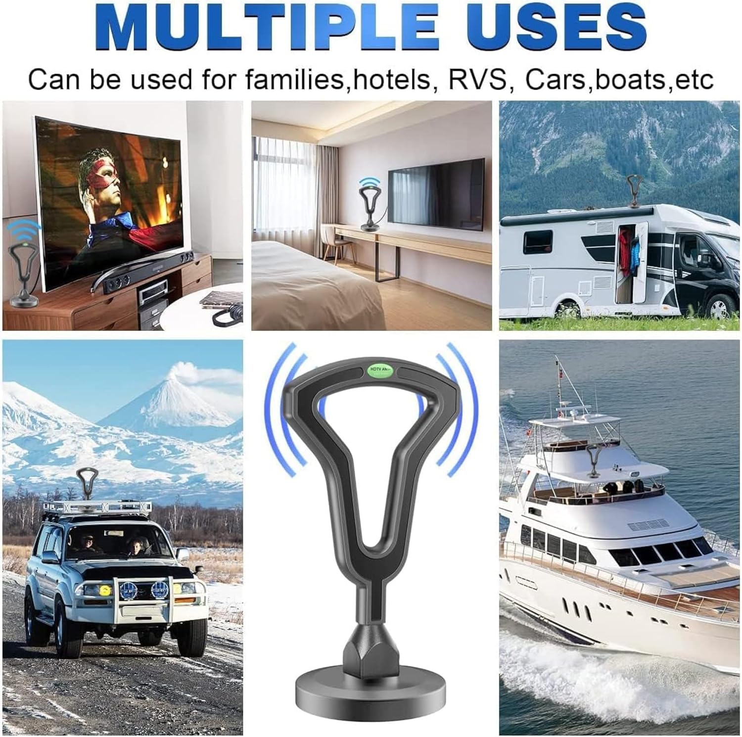 Antena de TV HD de rango de más de 220 millas con base magnética fuerte, antena digital para interiores mejorada 2023 para Smart TV, compatible con