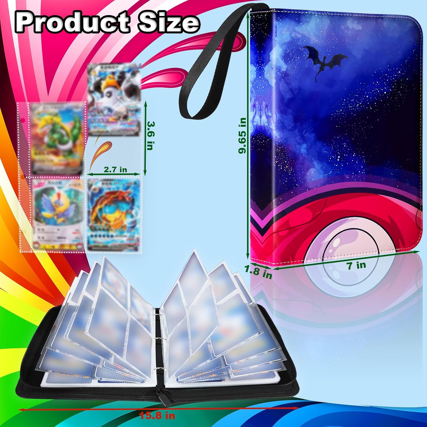 Dmoicols Carpeta de tarjetas para tarjetas intercambiables de juegos, con 520 bolsillos y 65 fundas. Estuche coleccionable para tarjetas