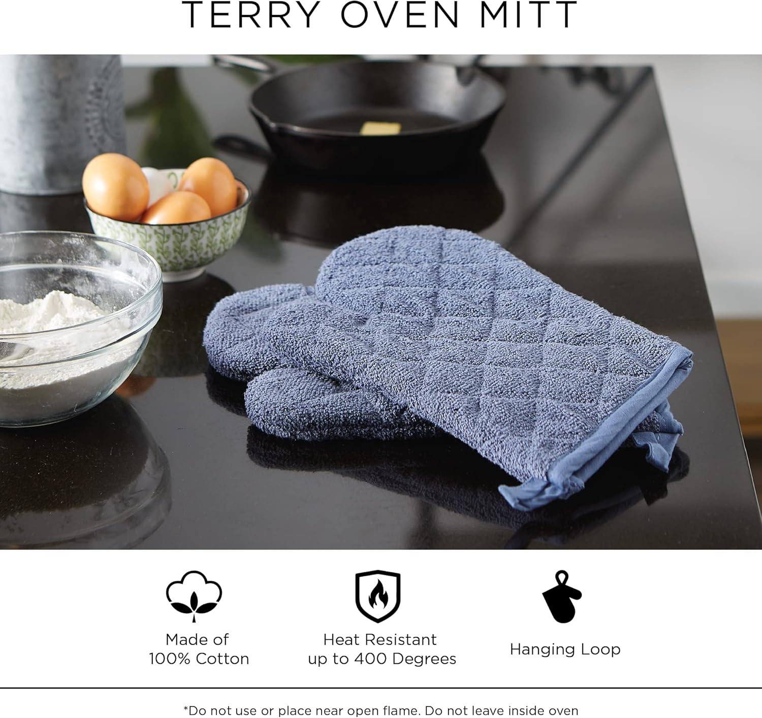 DII Basic Terry Collection – Guante de horno acolchado 100% algodón, color marrón, 2 piezas