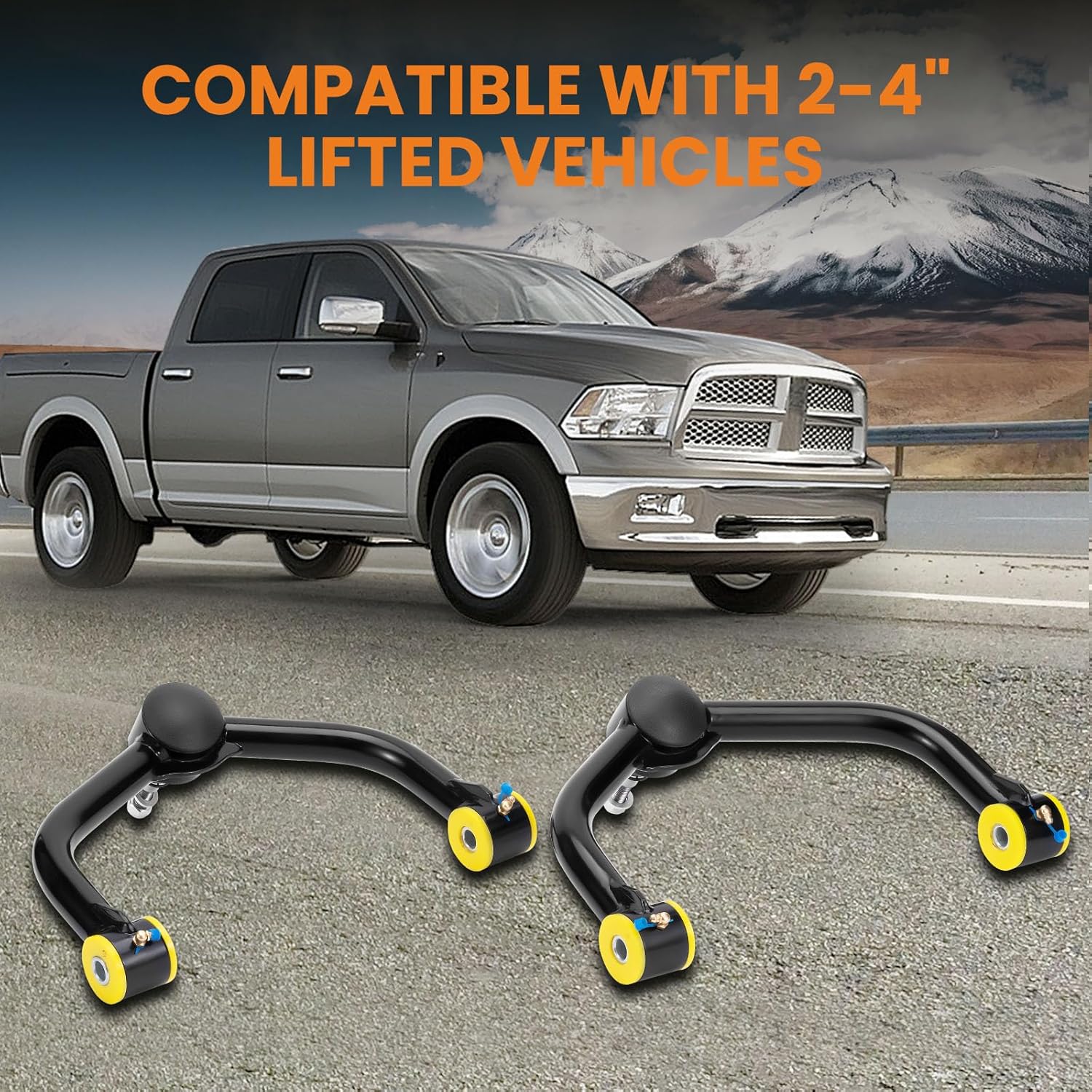 maXpeedingrods Brazo de control superior delantero de elevación de 2-4 pulgadas para Dodge Ram 1500 4WD 2006-2021, UCA delantero con buje de