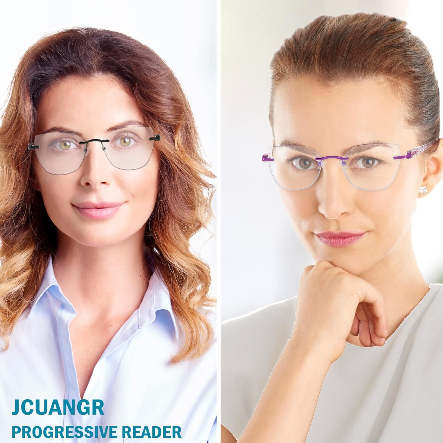 Anteojos de lectura progresivos para mujer, lectores multifocales bifocales sin montura sin marco, sin marco