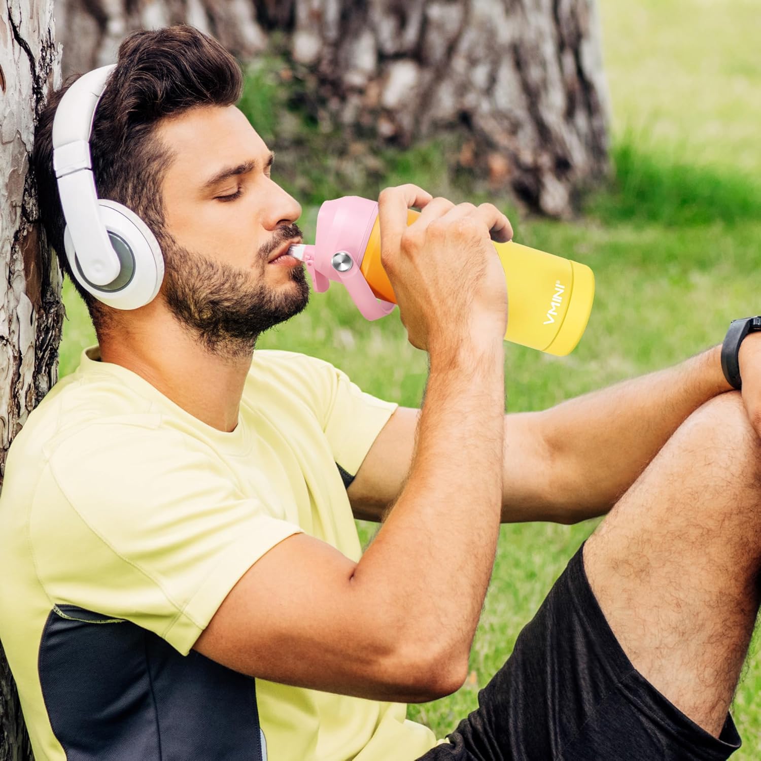 Botella de agua, botella de agua aislada con popote y bota, botella de agua de acero inoxidable para deportes y viajes, termo aislado para hombres,