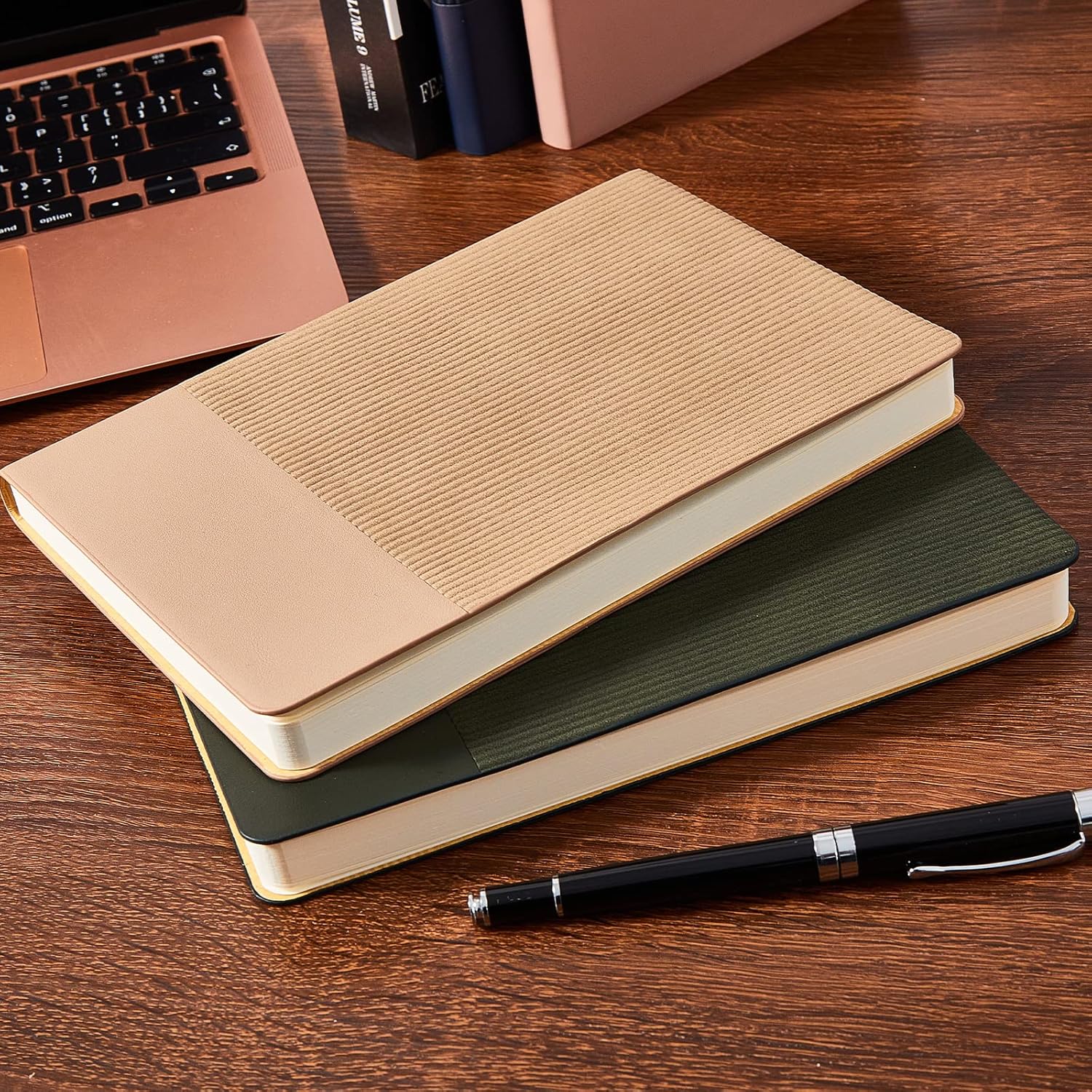 Cuaderno de diario forrado de 216 páginas, cubierta de cuero A5, diario estético, oficina, universidad, diario, escritura, 108 hojas, papel grueso