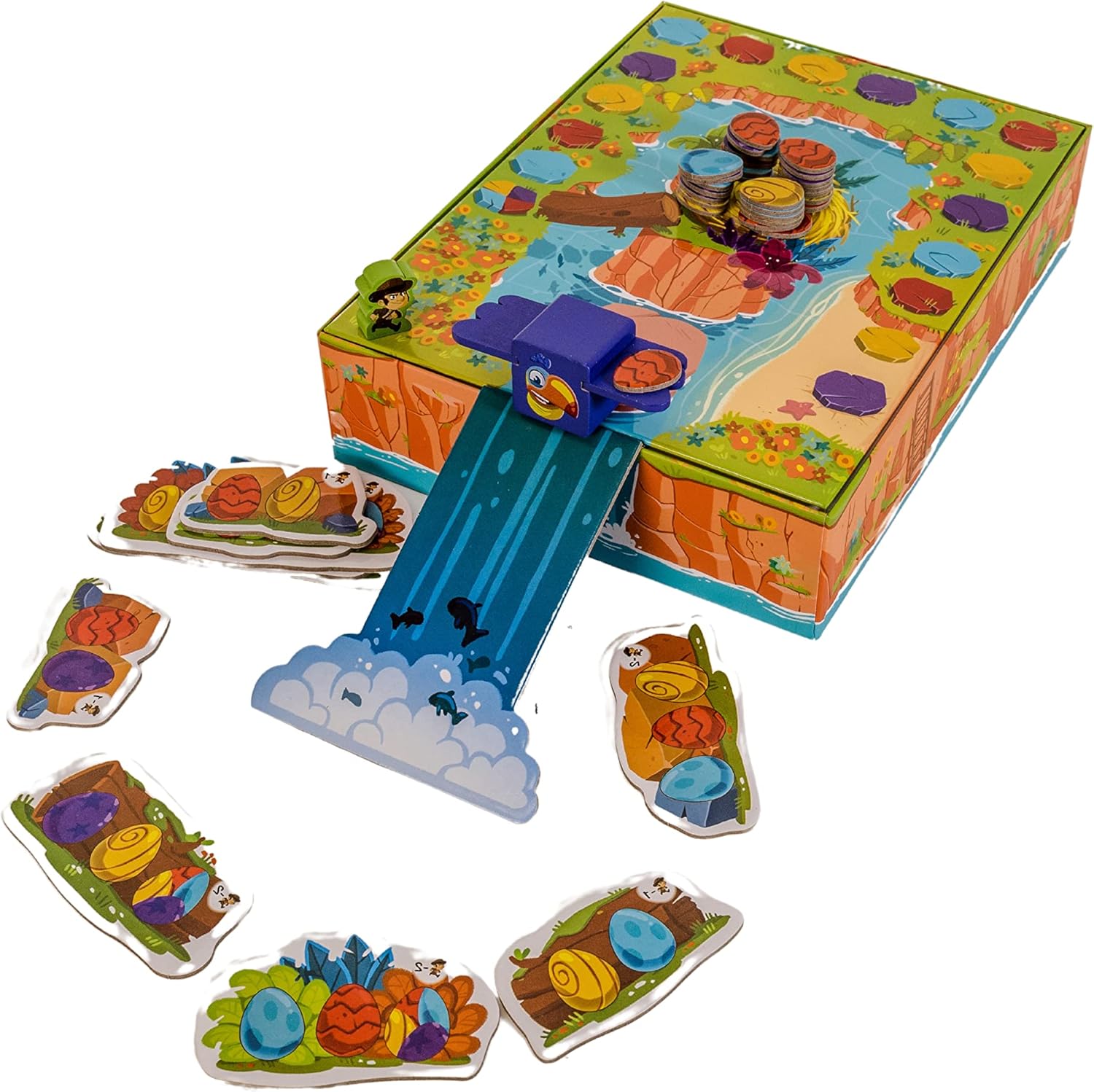 Slidin’ Toucan Fun Cooperative Action – Juego de mesa preescolar para niños y familias, juego educativo de tucán y huevos de Blue Orange Games – 2 a