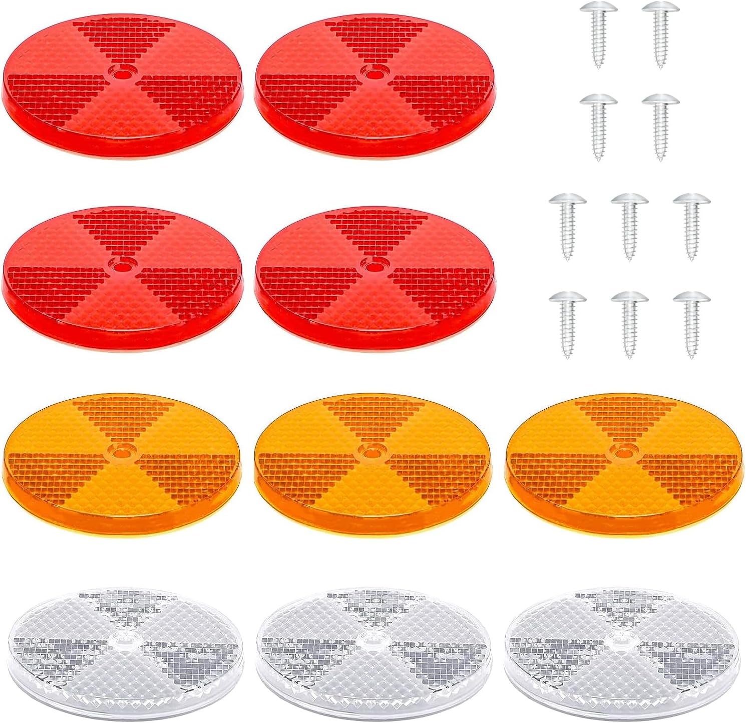 smseace 10 reflectores redondos rojosamarillosblancos con 10 tornillos de acero inoxidable utilizados para buzones, entradas, túneles, postes,