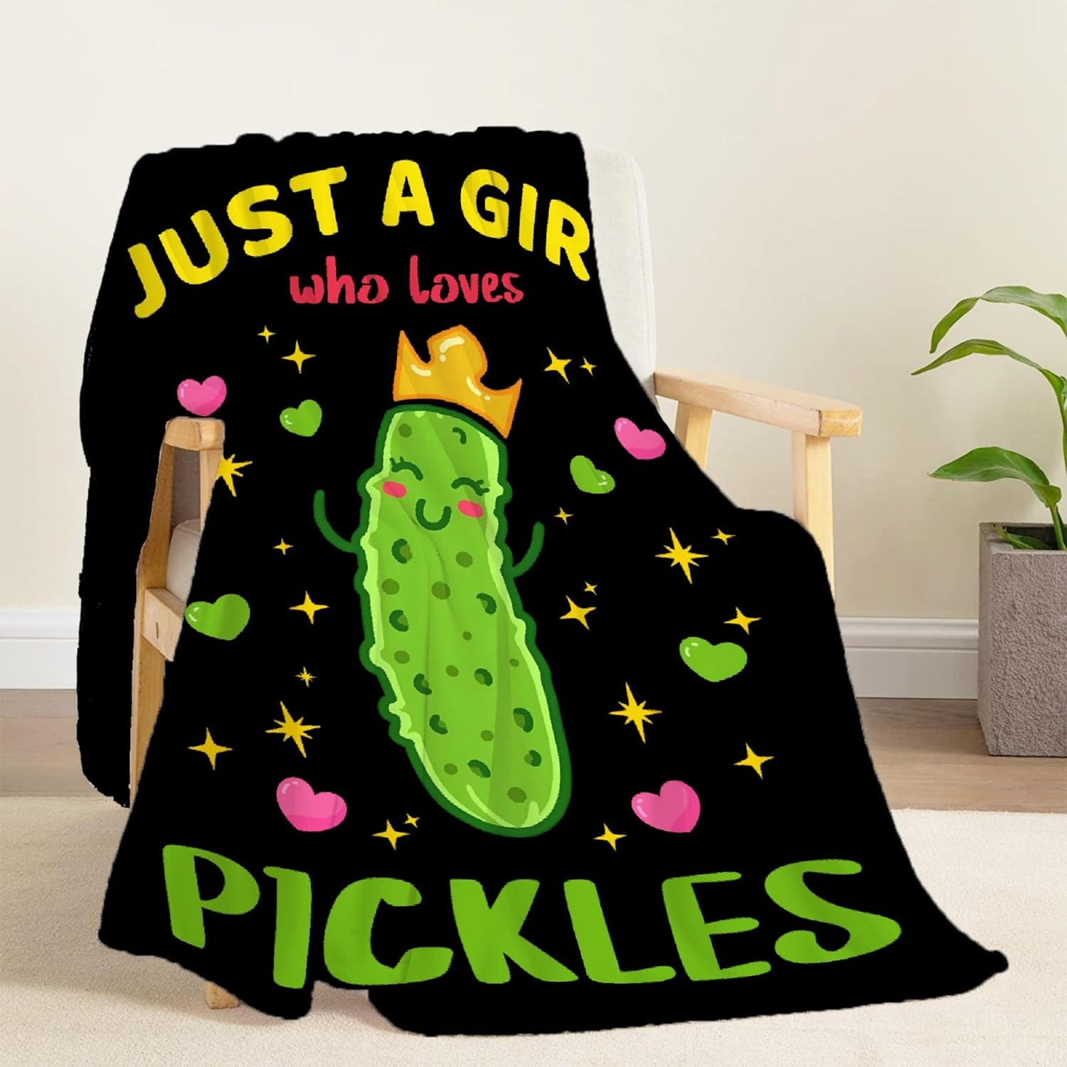 Just A Girl Who Loves Pickles – Manta para niños y niñas, regalo para los amantes de los pepinillos, franela suave y acogedora, ligera y cálida,