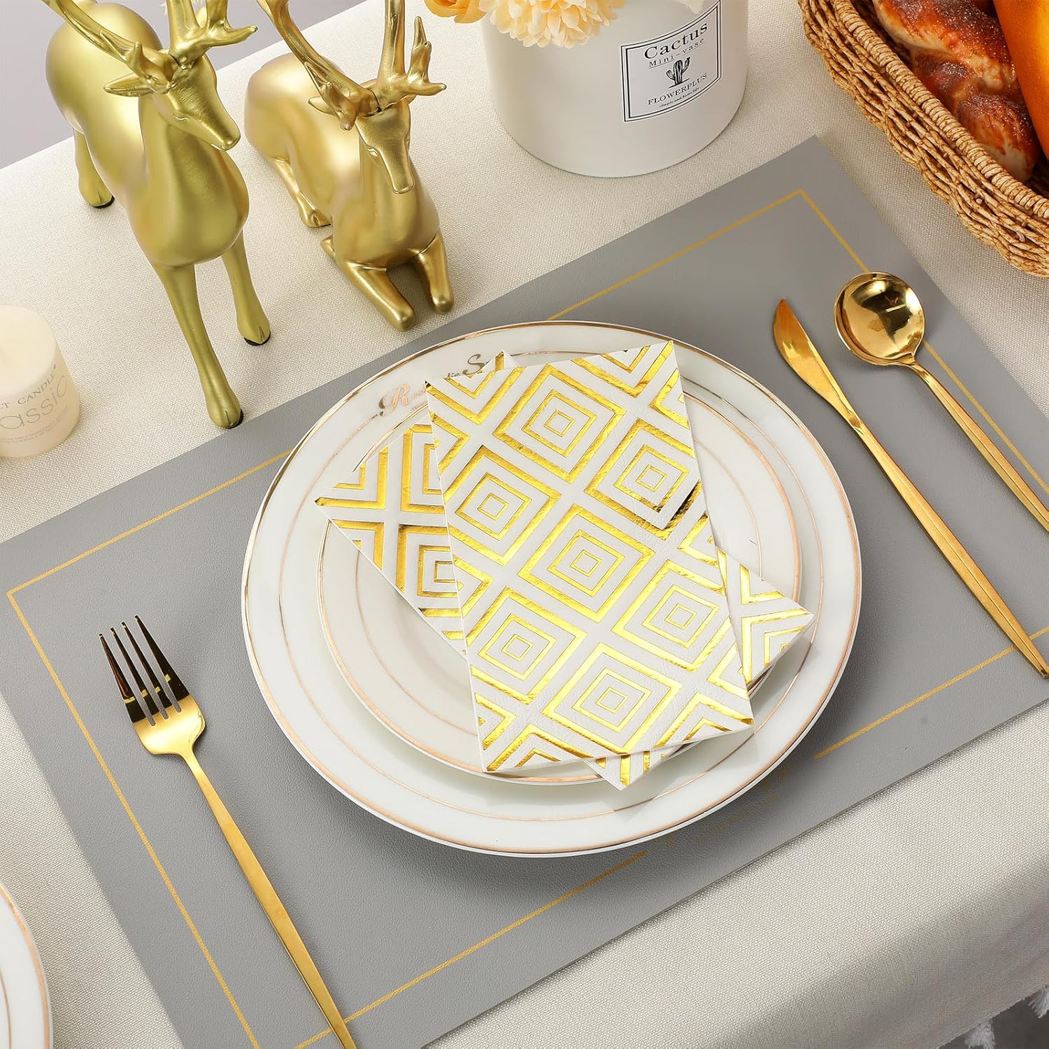 100 servilletas doradas, servilletas de papel con patrón dorado, toallas de mano desechables, servilletas de mano de oro blanco para baño, boda,