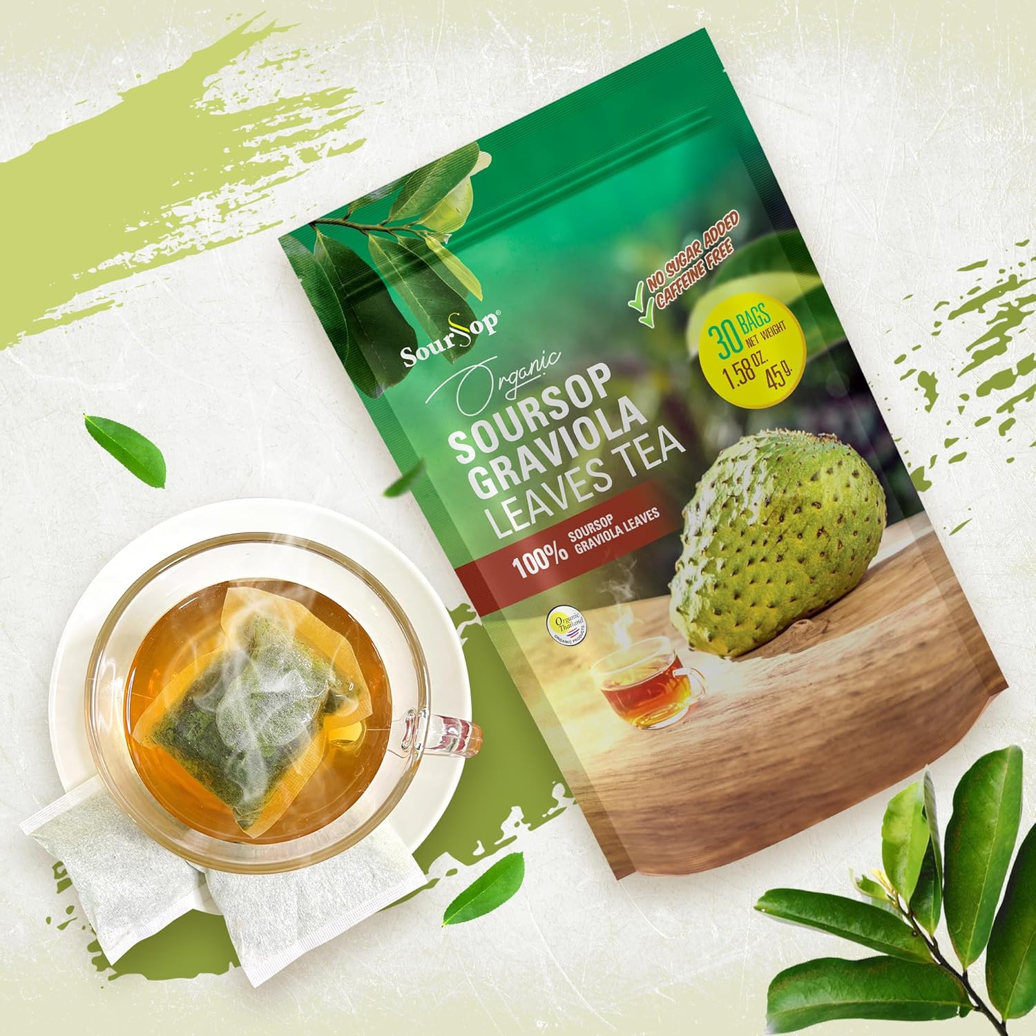 Soursop Té de hojas de graviola 30 bolsas de té orgánico