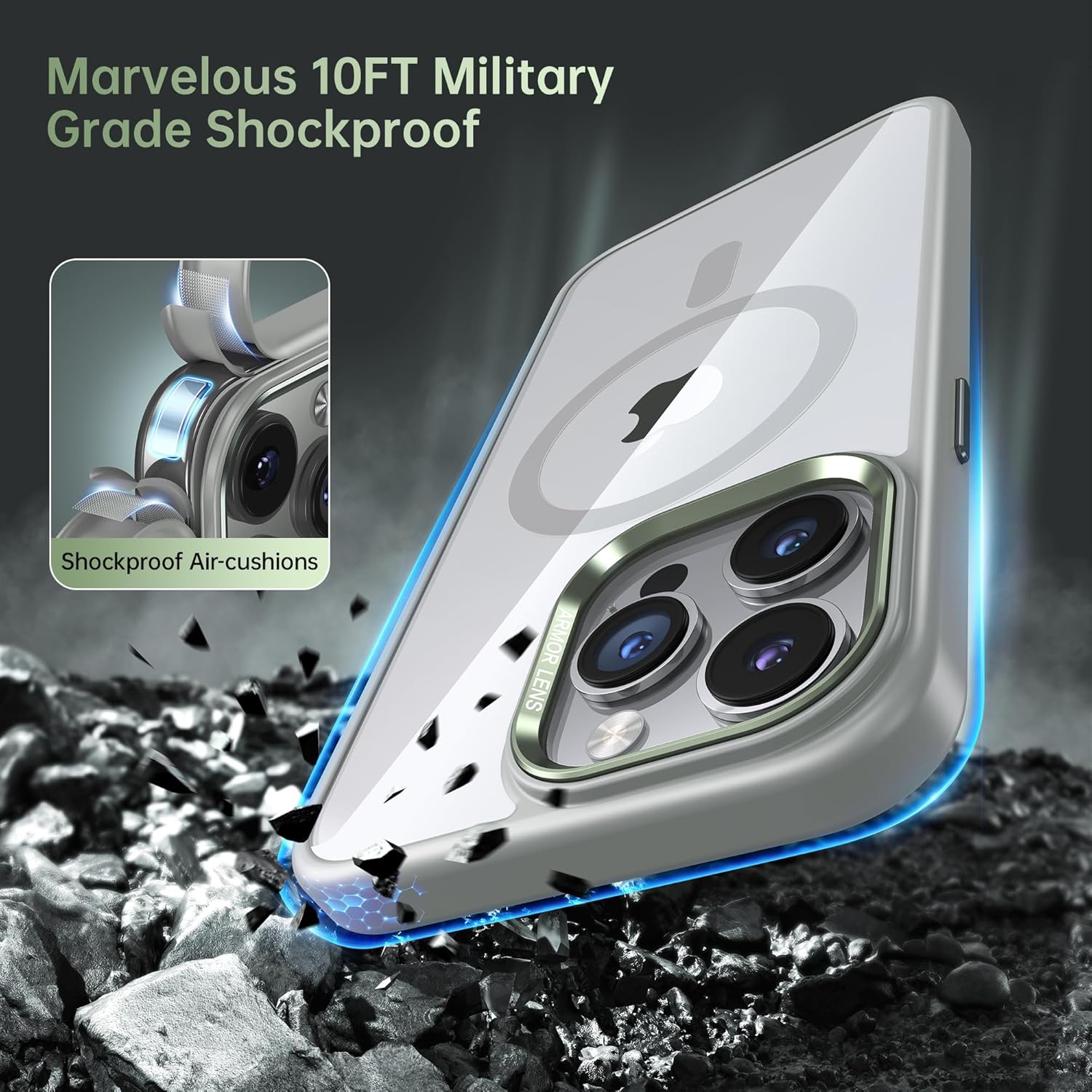 JUESHITUO Funda magnética para iPhone 15 Pro imanes N56 superfuertes Protección contra caídas de grado militar Precioso marco de lente metálico con