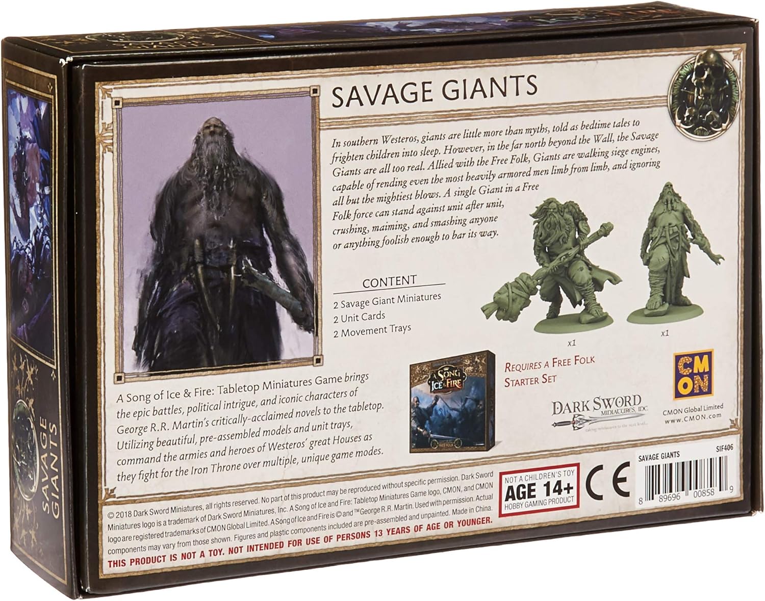 Caja de unidad de miniatura de mesa de Canción de Hielo y Fuego, gigantes salvajes, imponentes gigantes de poder crudo. Juego de estrategia para
