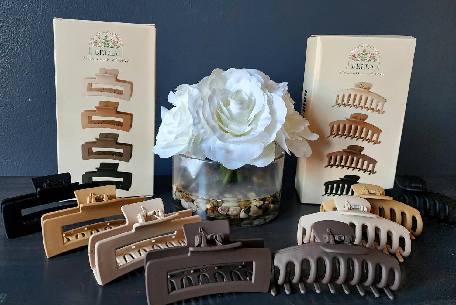 BELLA – 8 pinzas para el cabello para mujer, cabello largo y grueso, 4.3 pulgadas, pinzas de pelo grandes para niñas, antideslizantes, sujetan el