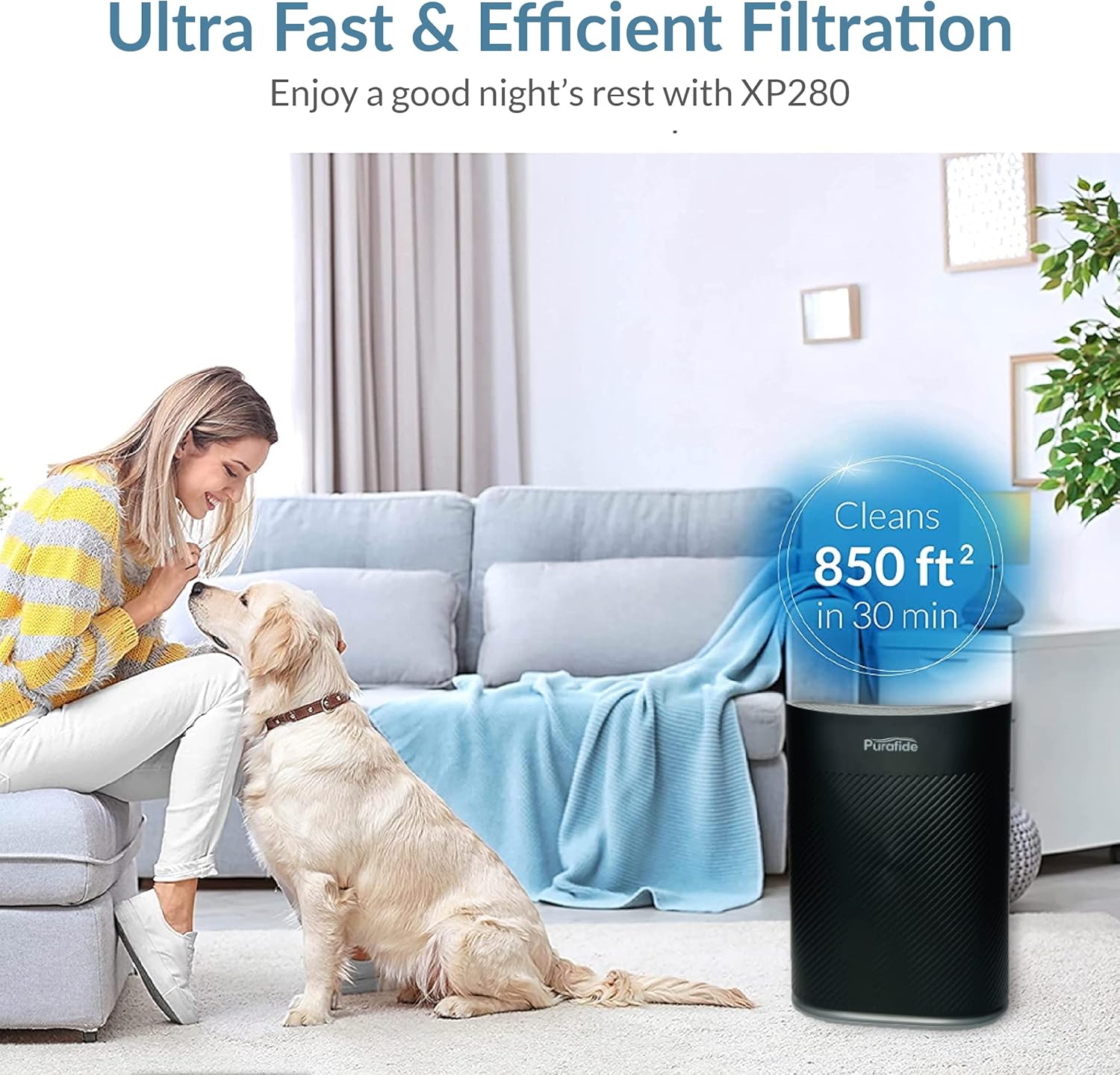XP280 purificador de aire de filtración HEPA de 2 años H13 HEPA de 3 etapas con elegantes botones de control antiguos para una cobertura de 1700