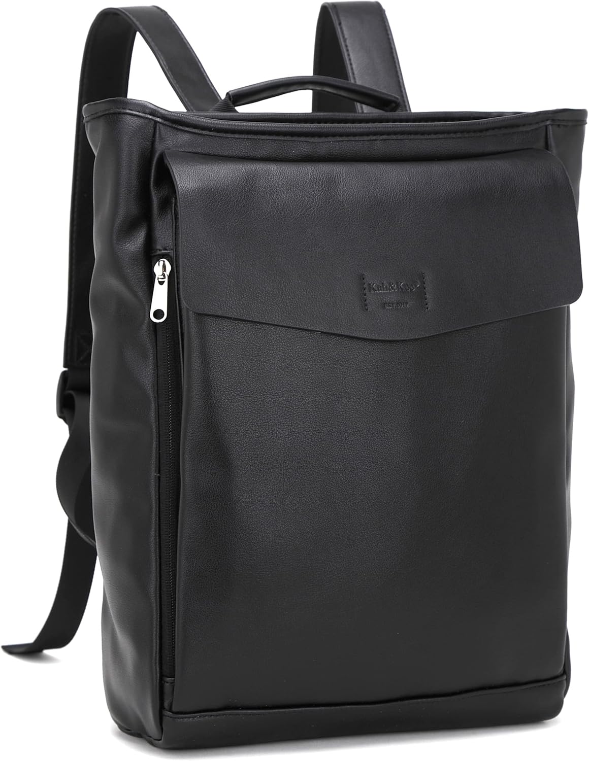 Kah&Kee Feaux – Mochila de cuero para mujer, mochila casual de viaje con compartimento para laptop, 13 pulgadas, Negro, M, Casual