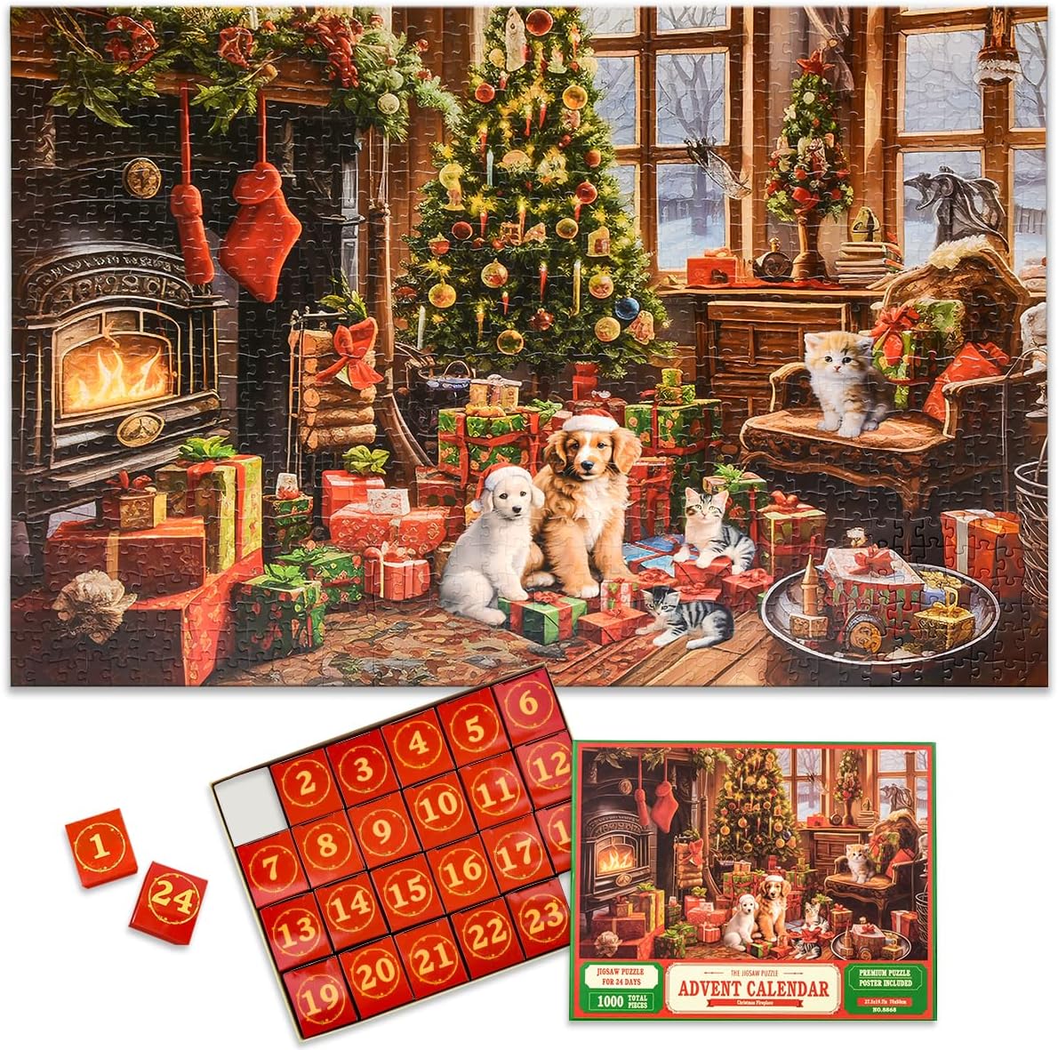 Calendario de Adviento de Navidad 2023 – Rompecabezas de 1000 piezas para niños y adultos, 24 cajas de rompecabezas de calendario de cuenta