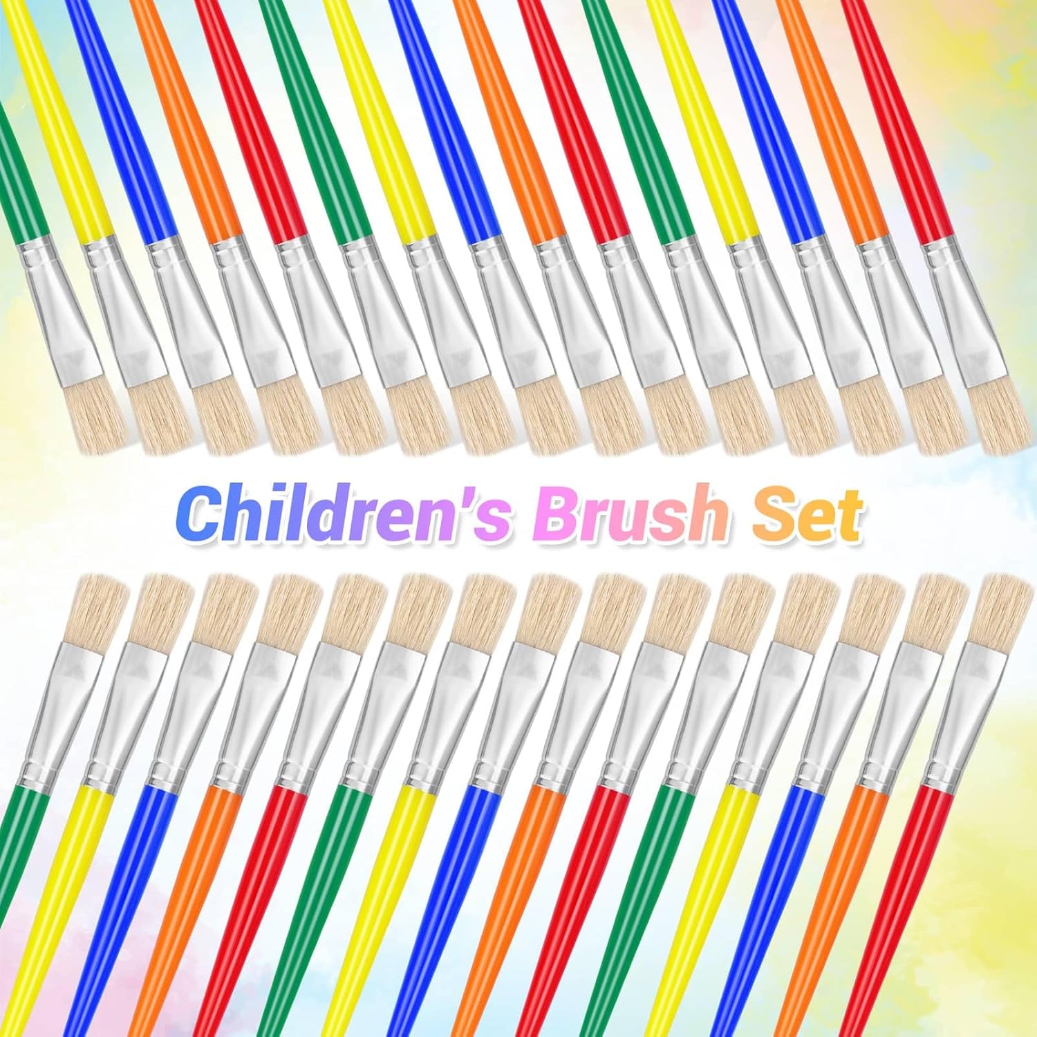 anezus – Juego de 30 pinceles de pintura con puntas planas, para niños pequeños, juego de pinceles de pintura para maestros de preescolar para