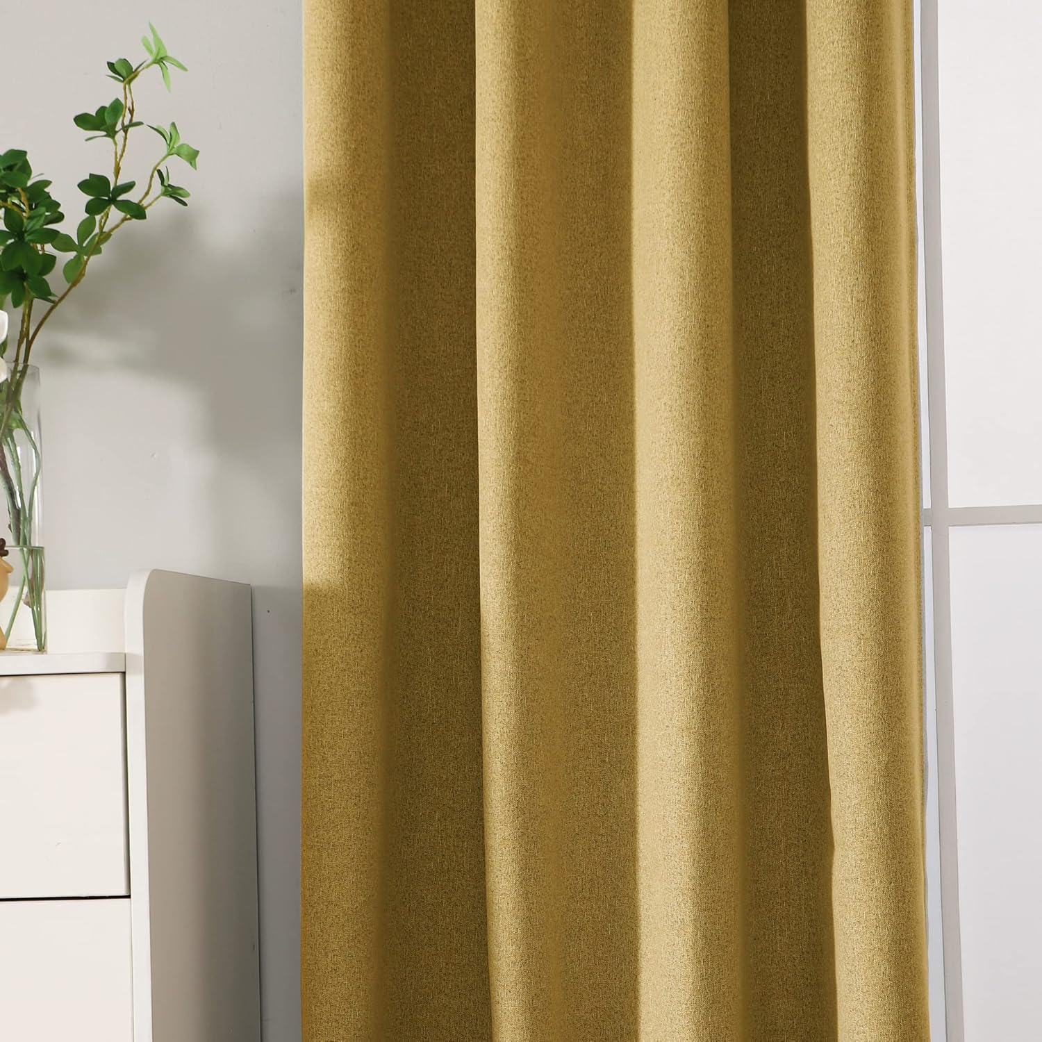 INLINAS Cortinas opacas estilo lino de 52 x 84 pulgadas, 100% bloqueo de luz, reducción de ruido y aislamiento térmico, paneles de triple capa con