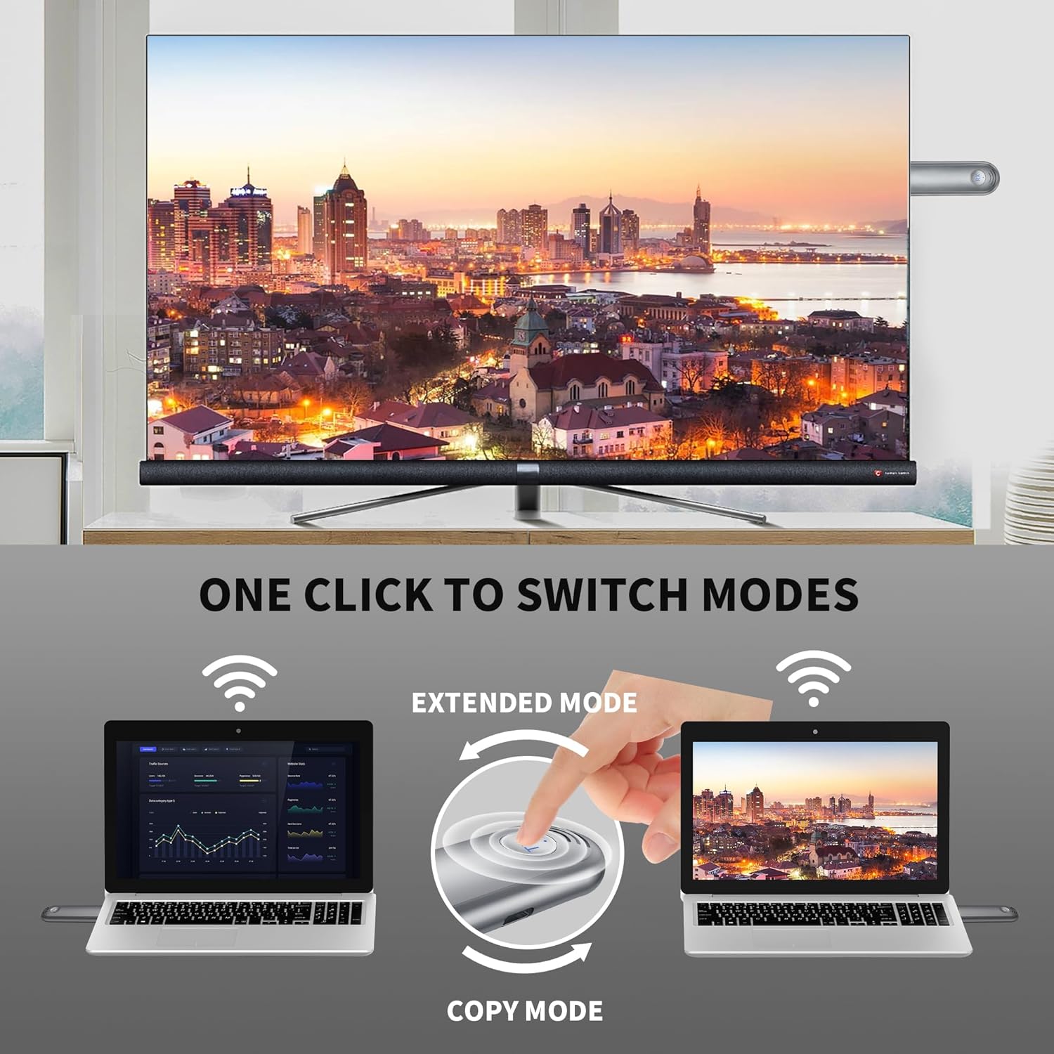 Transmisor y receptor HDMI inalámbrico, Plug & Play, kit extensor HDMI inalámbrico portátil 2.4G5G para transmitir video y audio a monitor desde