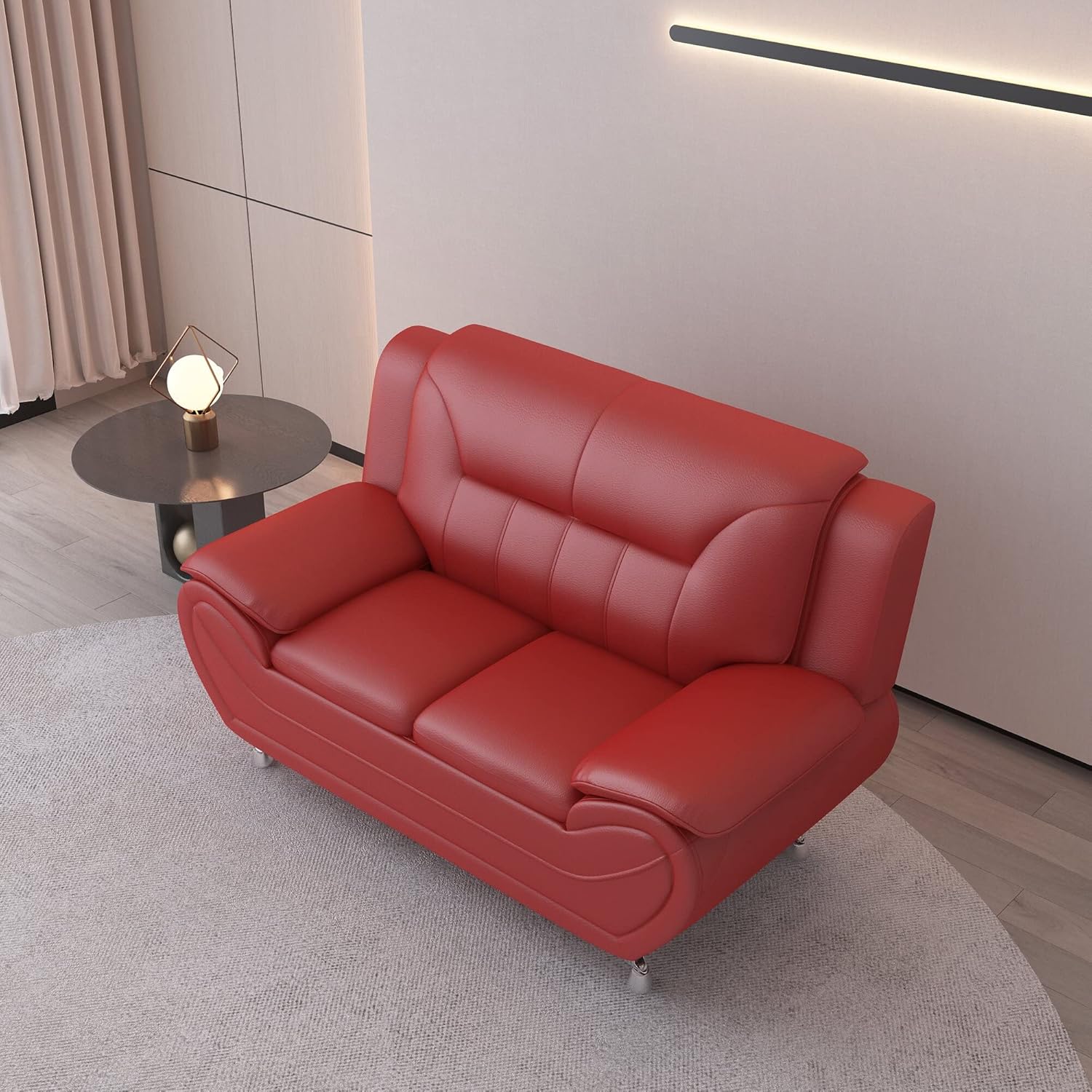 US Pride Furniture Michael Collection – Sofá de piel sintética de estilo moderno, versátil pieza decorativa de 2 plazas para sala de estar,