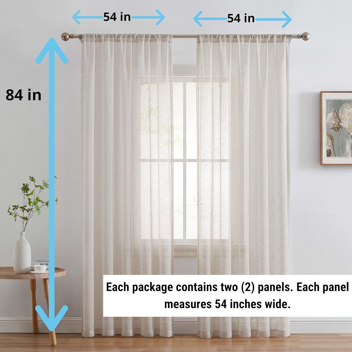HLC.ME Penelope – Cortinas gruesas de lino sintético texturado semitransparentes, con filtro de luz solar y privacidad, con bolsillo para cortinero,