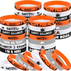 FEPITO 70 paquetes de pulseras de silicona para Halloween, 7 patrones clásicos de Halloween, pulseras de goma FEPITO 70 paquetes de pulseras de silicona para Halloween, 7 patrones clásicos de Halloween, pulseras de goma
