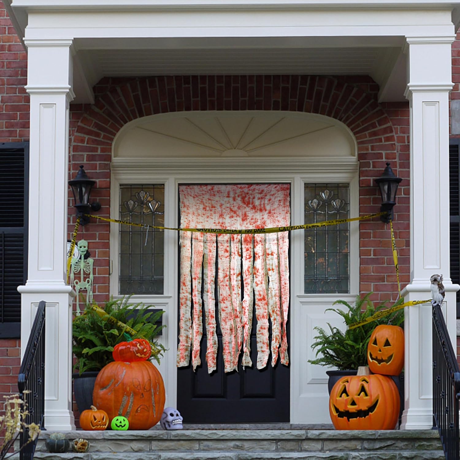 Watayo 8 piezas de cortinas de puerta de Halloween, cortina sangrienta de 65 x 39 pulgadas, cortina espeluznante para decoración de casa embrujada
