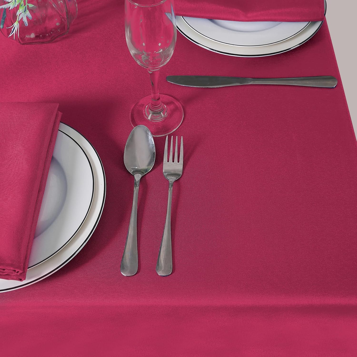 Mantel redondo de 60 pulgadas de poliéster, lavable, mantel decorativo para bodas, fiestas, comedor, banquetes (60 pulgadas, borgoña)