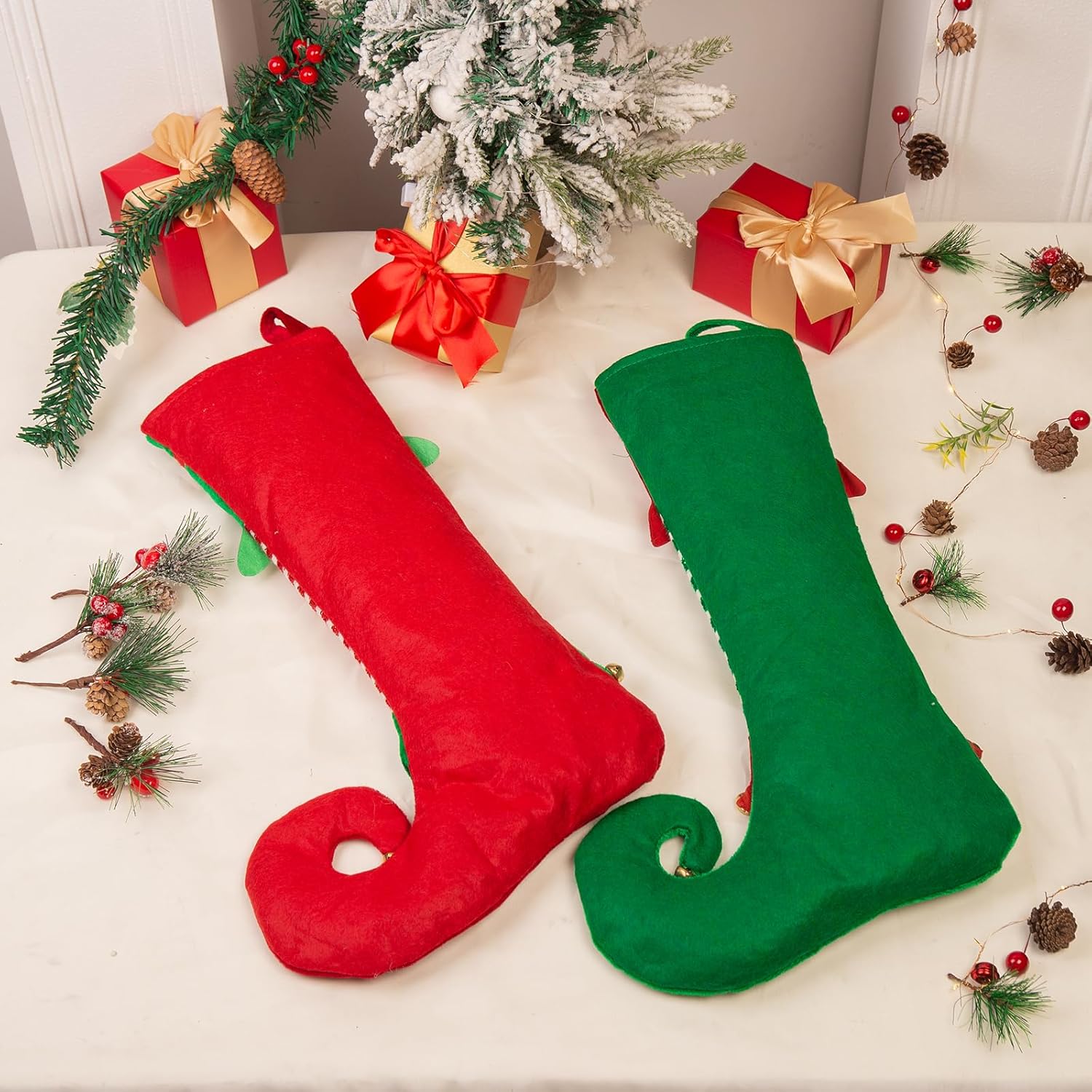 Zeekisfia Medias de Navidad personalizadas con nombre de la familia, calcetines de Navidad de 19 pulgadas para niños, calcetines grandes para