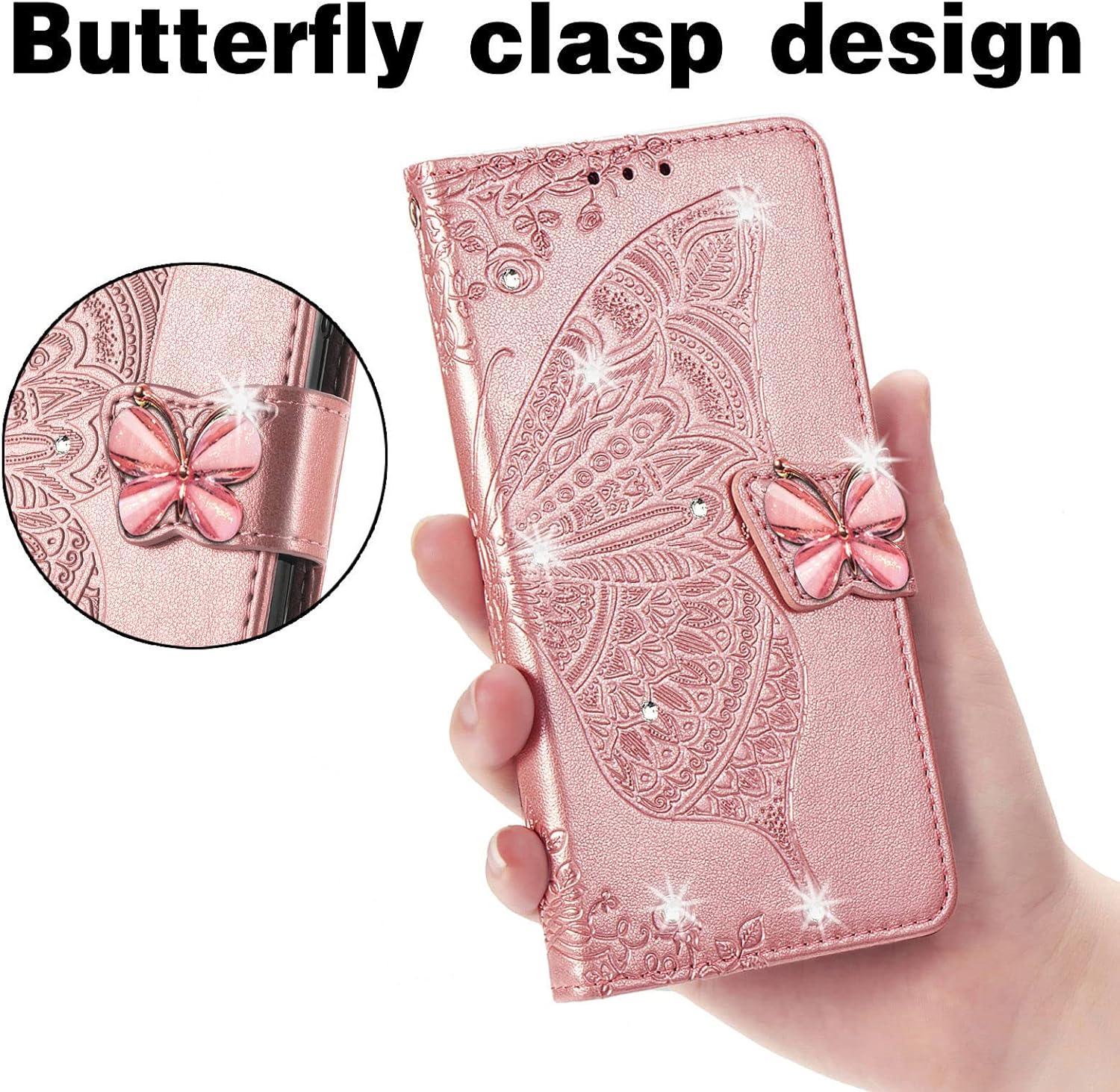 CCSmall Funda tipo cartera para Xiaomi Redmi 10A, 3D mariposa flor PU cuero con ranuras para tarjetas de crédito titular cierre magnético Folio