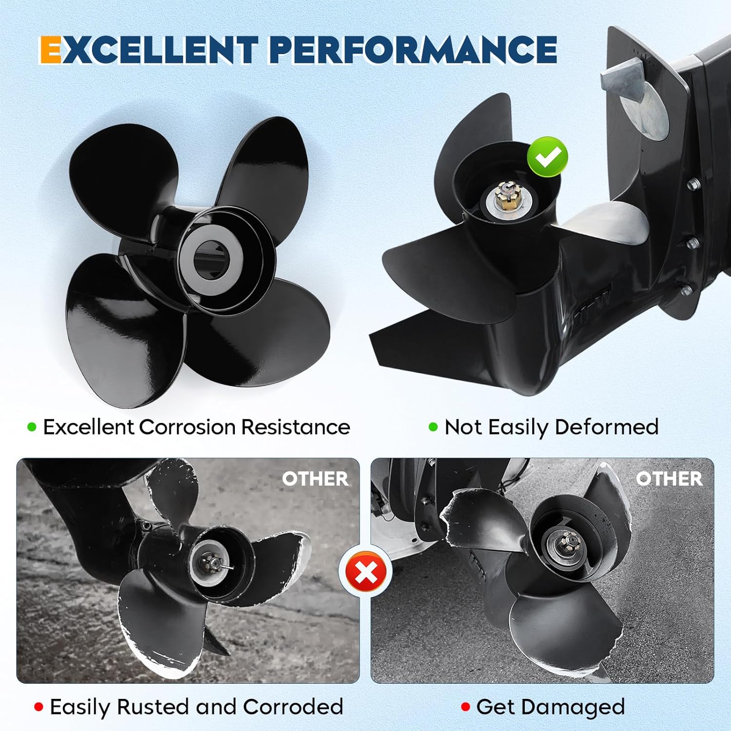Hélice fuera de borda para barco 14 12×19, 14.25×21, 14×19, 13 14×17, 13 34×15, 14×13, 13.4×15, 10 38 x13, 9×9 apto para motores Mercury 6-300HP, 4