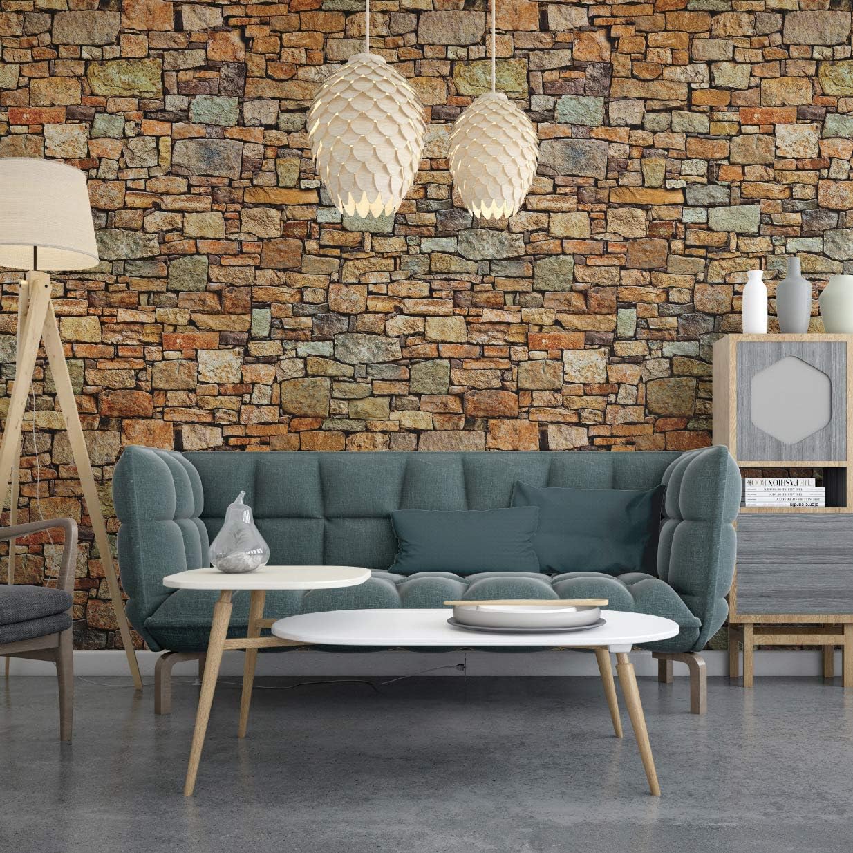 Papel tapiz de piedra autoadhesivo, extraíble, decoración del hogar para dormitorio, cocina, 15.75 pulgadas x 32 pies, piedra de escombros