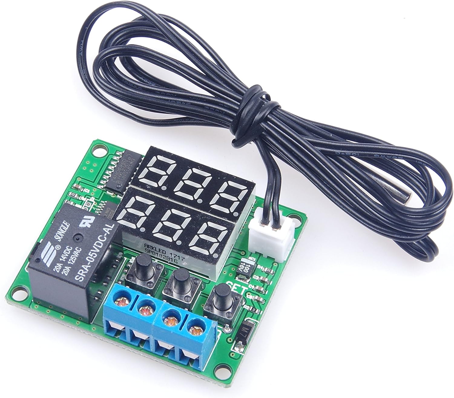 LM YN Módulo de termostato digital de 5 V CC de -58  a 257  Fahrenheit, pantalla de temperatura controlador de temperatura con relé de 20 A, sonda