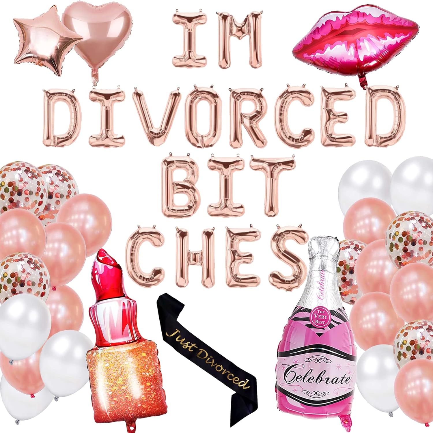 Decoraciones de fiesta de divorcio para mujeres, kit de recuerdos de fiesta de divorcio, suministros para fiesta de divorcio, simplemente