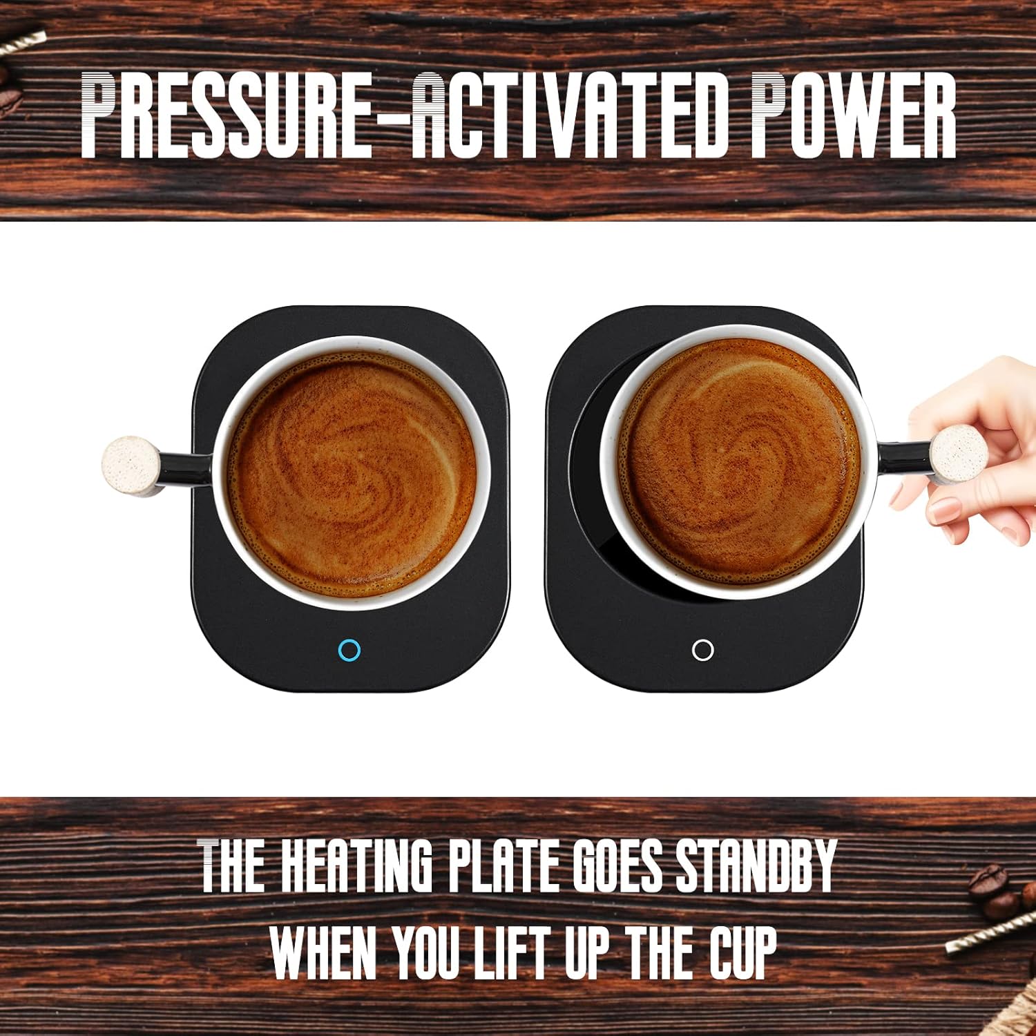 HOWAY Coffee Mug Warmer Set, Self Heating Temperature Control, 14oz with Lid