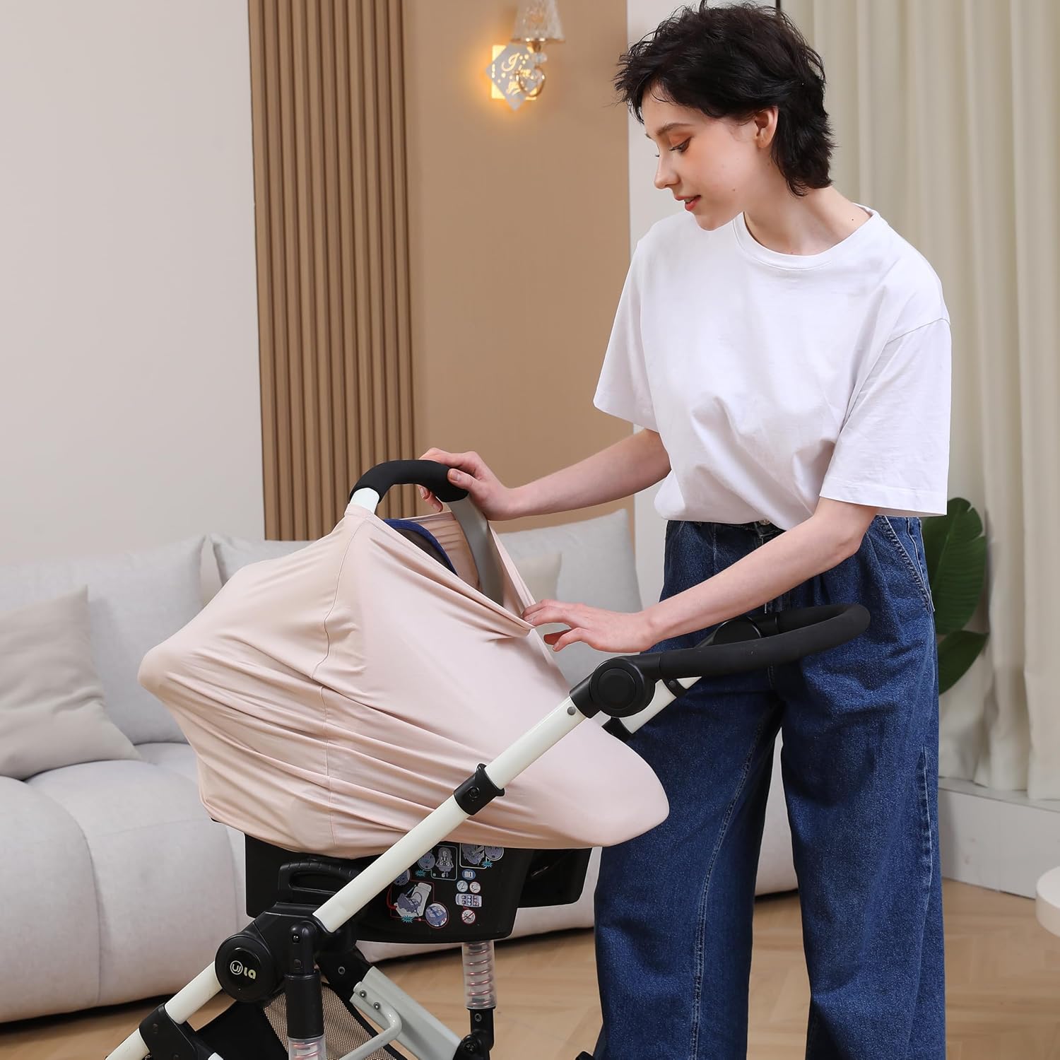 Funda de asiento de automóvil transpirable para bebés, funda de lactancia de rayón suave multiusos para lactancia, toldo de asiento de automóvil de