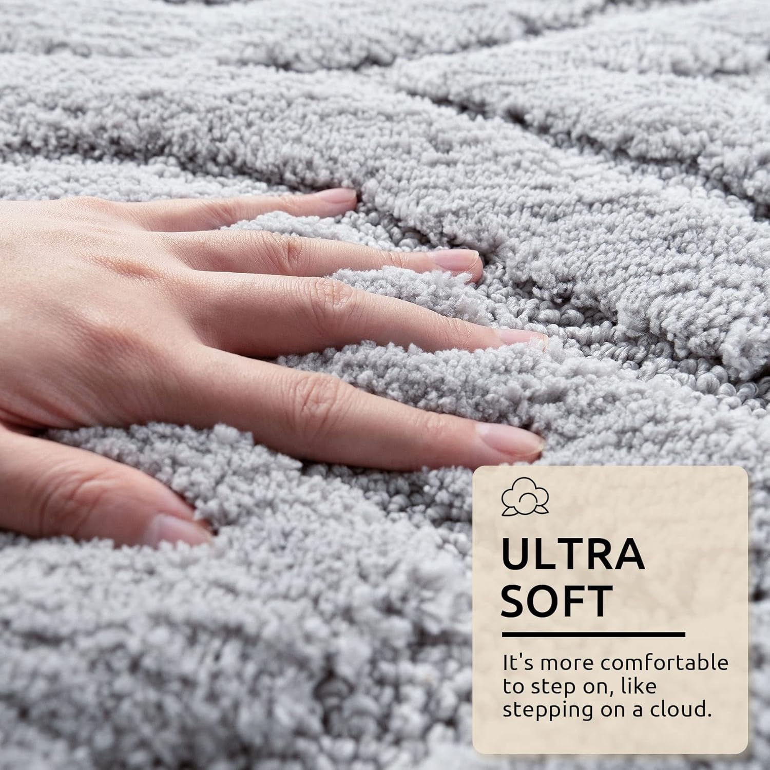 DEXDE Alfombra de baño pequeña, antideslizante, geométrica, de lujo, suave, lavable, para baño, ducha, cocina, entrada, decoración moderna, 17 x 20