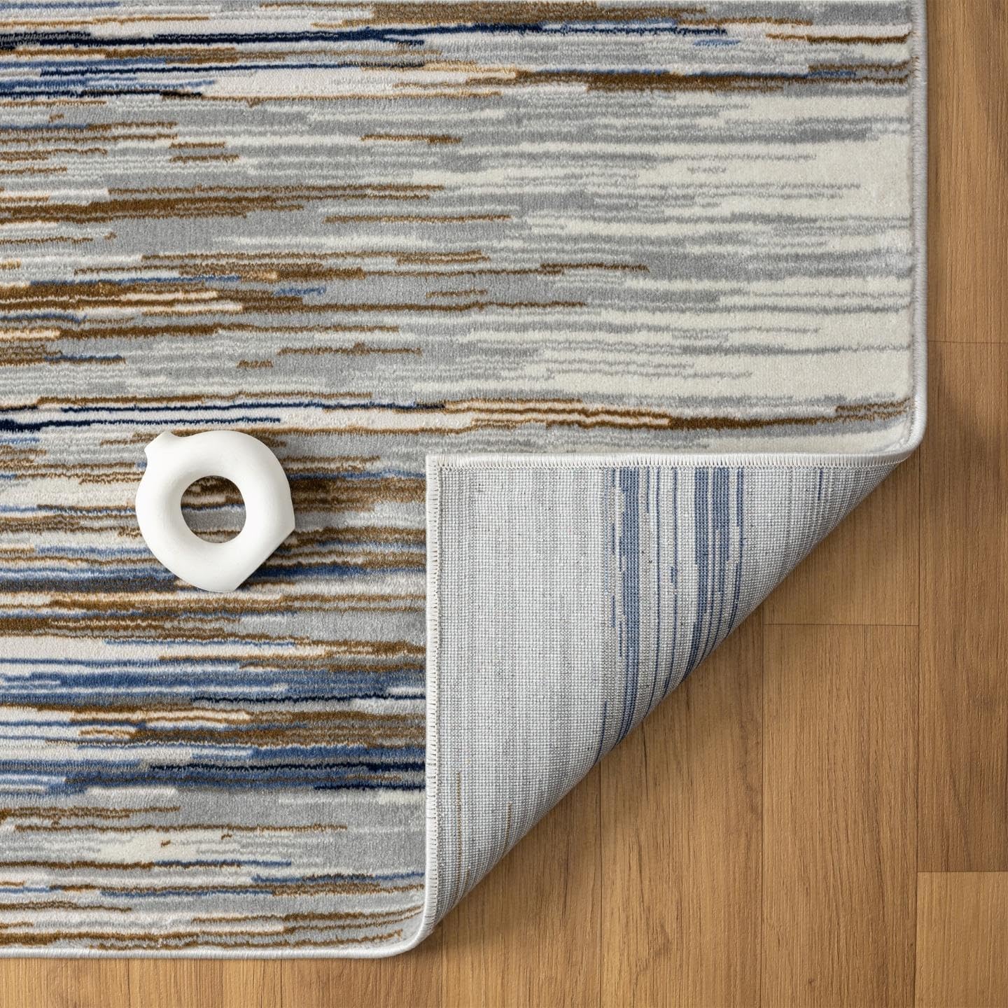 LUXE WEAVERS Marble Collection 466 – Alfombra de área de rayas abstractas azul 6×9