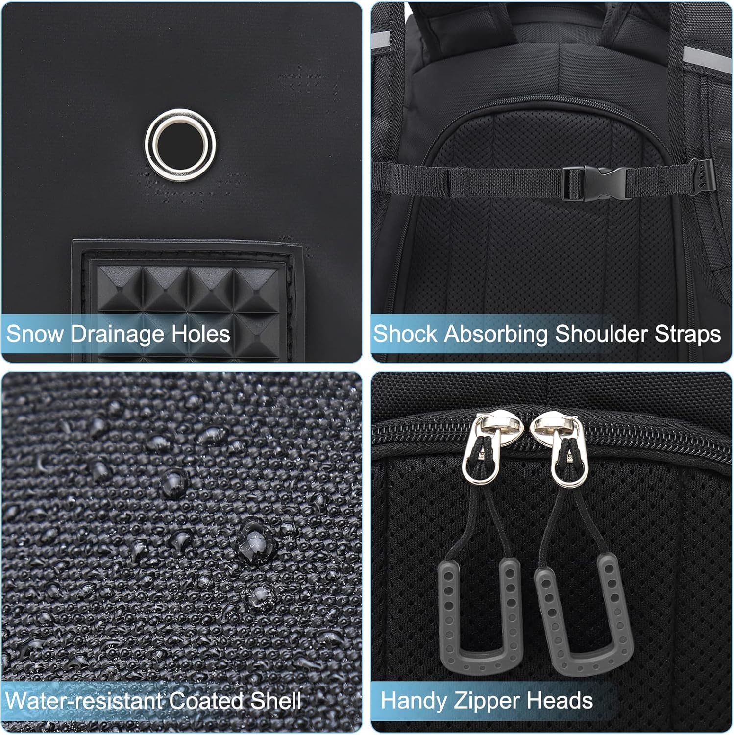 MoopGou Bolsa para botas de esquí, mochila de viaje impermeable de 50 L para botas de esquí, casco de esquí, gafas, guantes, ropa y accesorios de