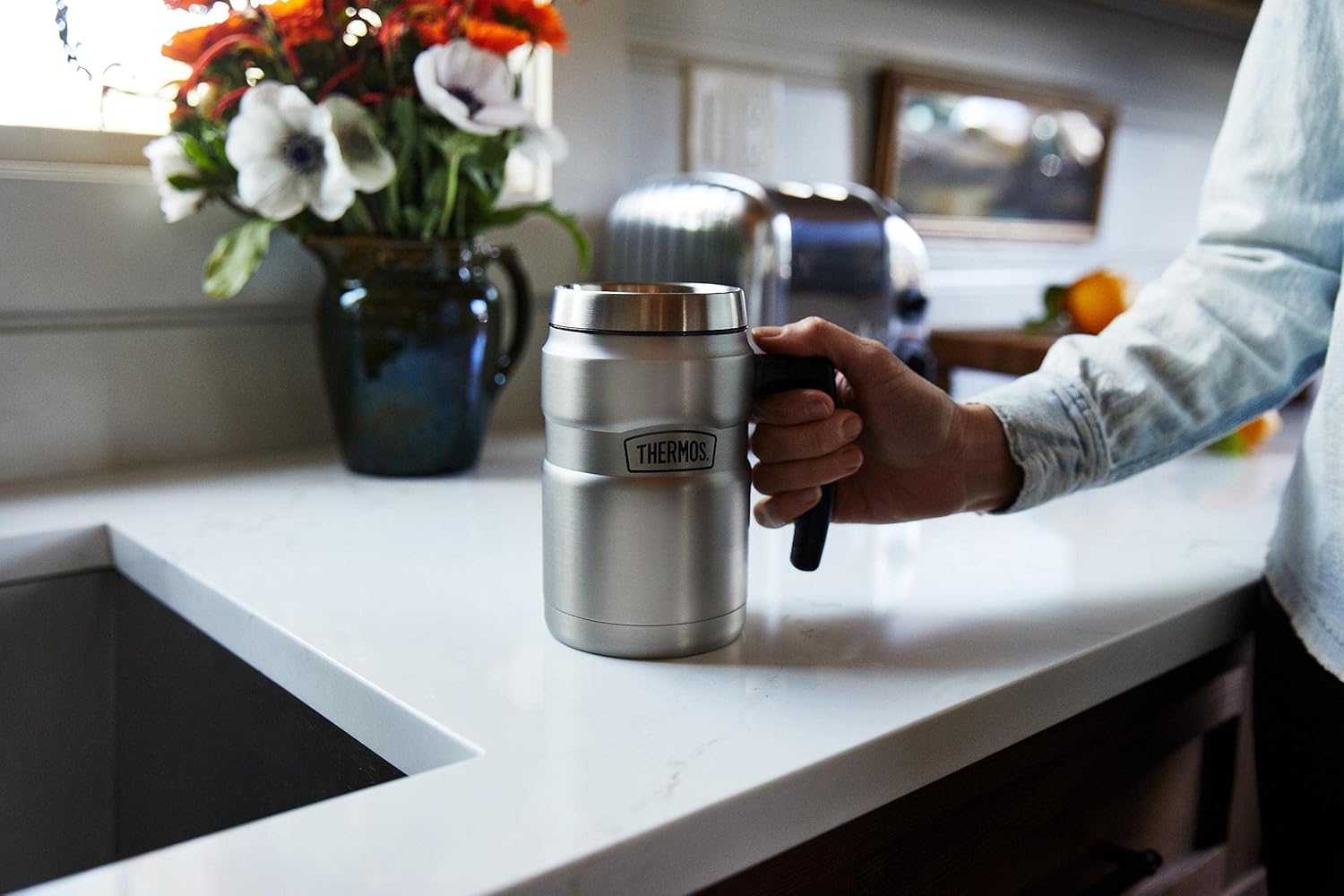 Thermos Stainless King – Taza de café de 16 onzas, acero mate