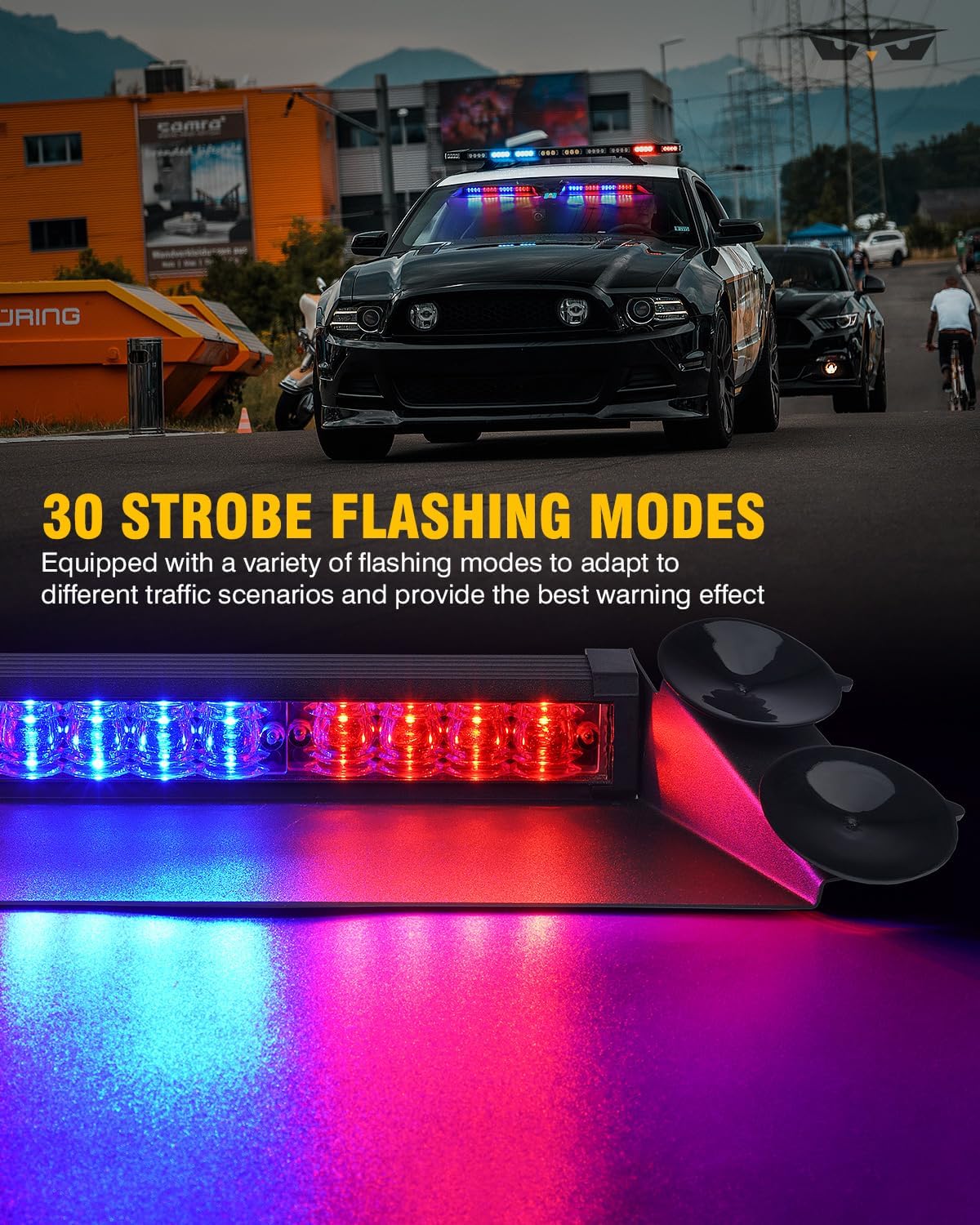 LUMENIX Barra de luces estroboscópicas LED de emergencia con controlador para parabrisas de advertencia de seguridad, advertencia de tráfico, luz