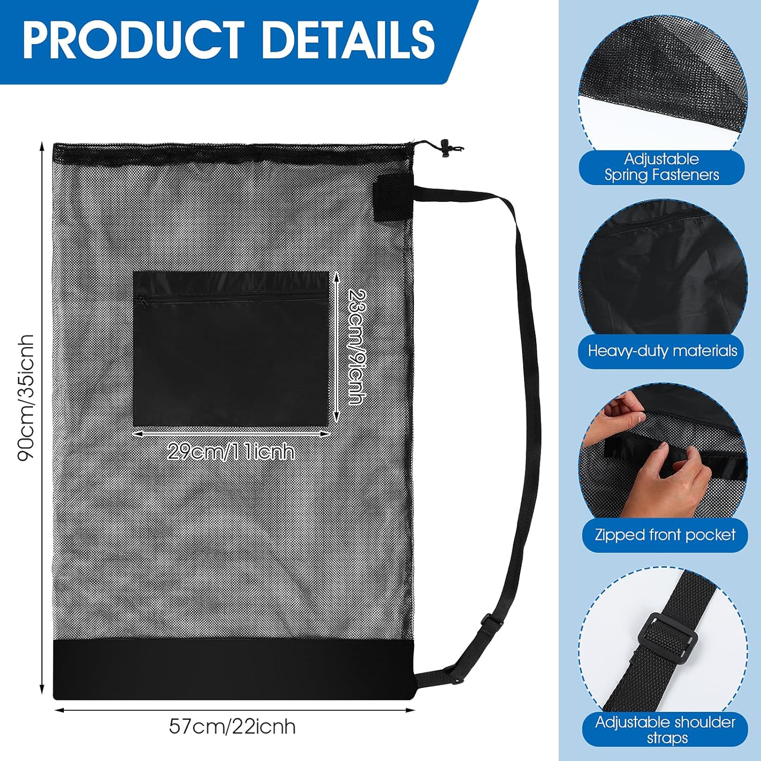 Abeillo Bolsa de pelota de fútbol extra grande para pelota deportiva, bolsa de malla duradera con correa para el hombro, bolsa de almacenamiento de