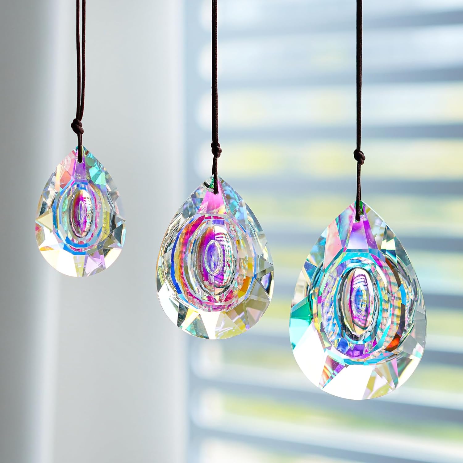 Prismas de cristal para colgar en la ventana, atrapa el sol, revestimiento AB para fabricante de arco iris, prismas de cristal, colgante para