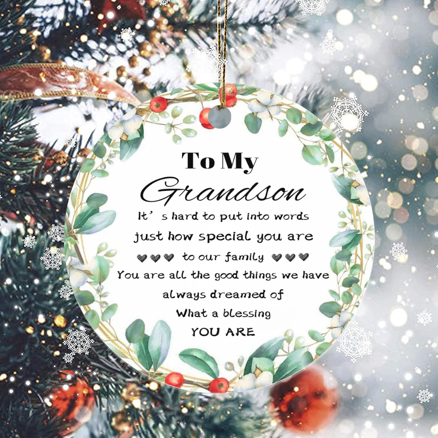 Adorno de Navidad para nieto es difícil poner en palabras de lo especial que eres para nuestra familia, adorno de nieto de abueloabuelo, adornos de