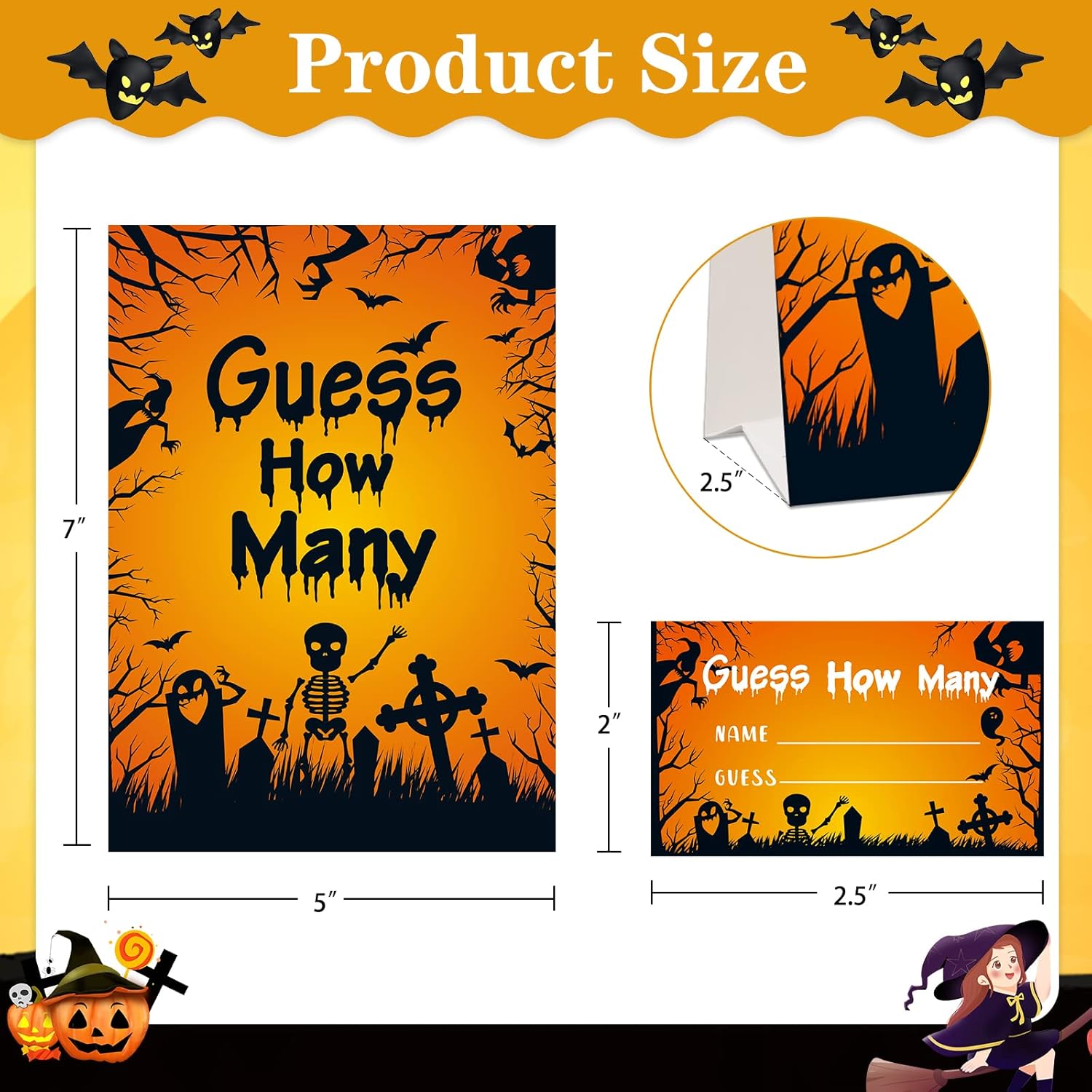 SICOHOME Halloween Adivina cuántos suministros de fiesta de Halloween, juego de fiesta de Halloween para niños y adultos, juego de adivinanzas en