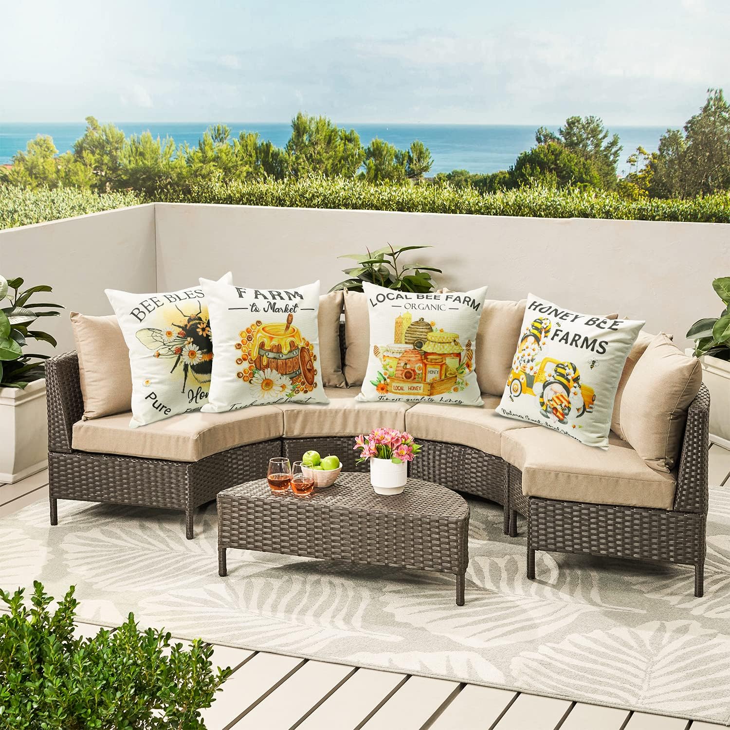 OTOSTAR Paquete de 4 fundas de almohada impermeables para exteriores, decorativas, cuadradas, para jardín, 18 x 18 pulgadas, para decoración de