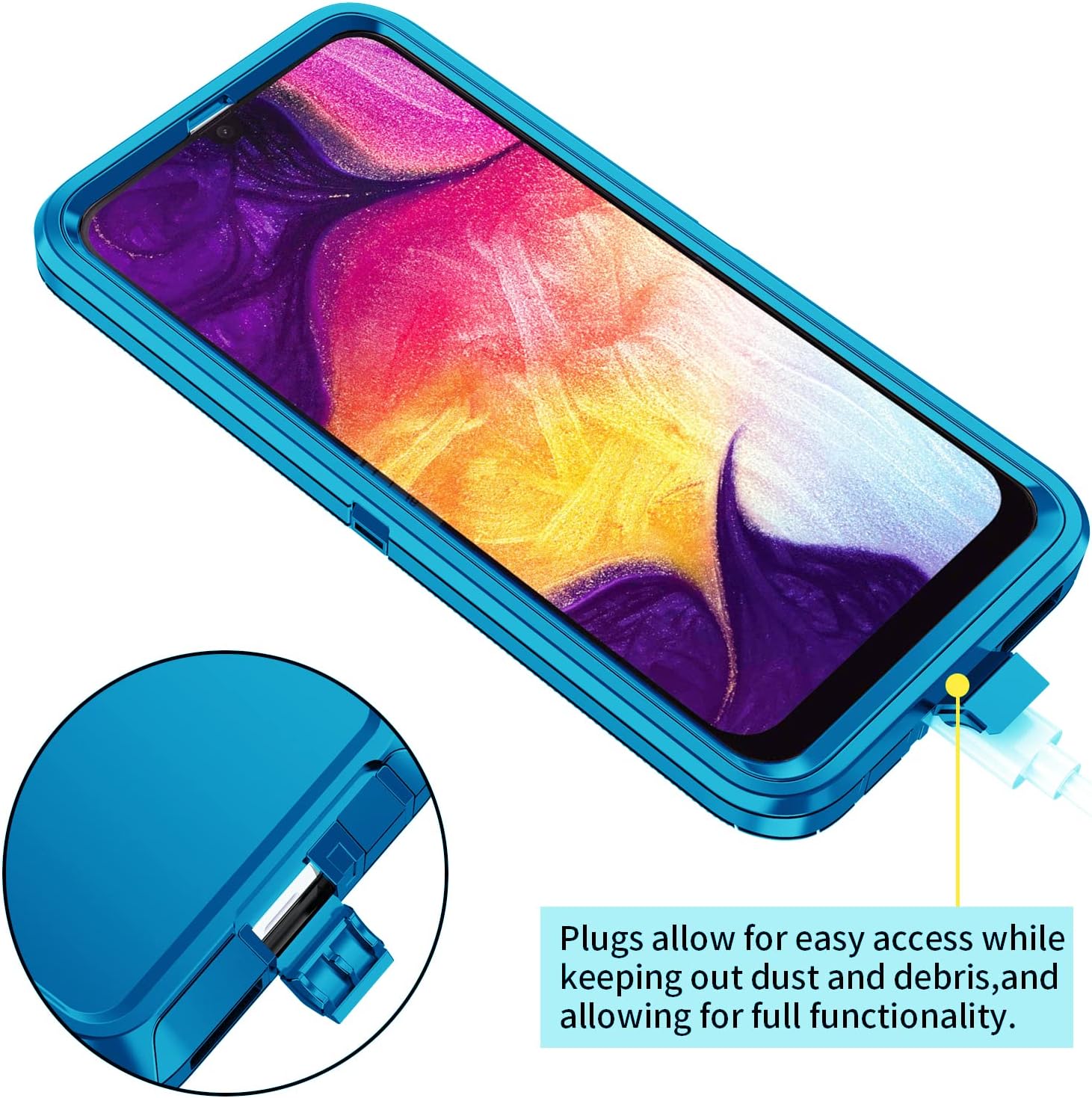 Funda para Galaxy A50A50S, protección de cuerpo completo de 3 capas a prueba de golpes, sin protector de pantalla, resistente, de alto impacto, para
