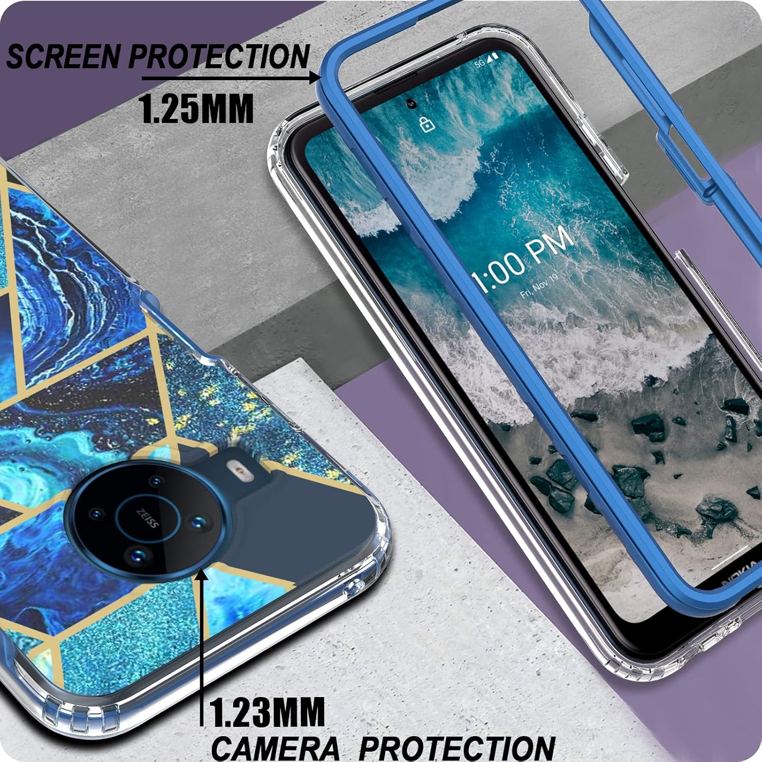 Jeylly Funda para Nokia X100 con protector de pantalla de vidrio templado, marco frontal duro de cuerpo completo y funda protectora de silicona