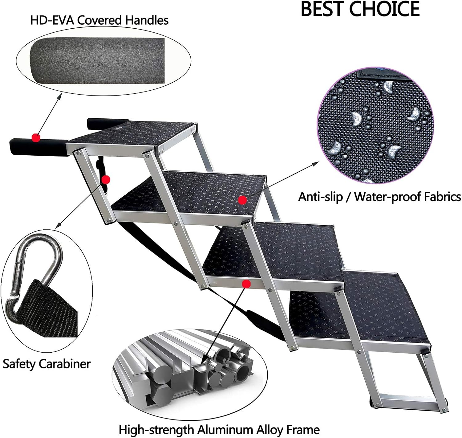 By Unbranded Escaleras de aluminio para perros, escalón portátil grande para perros para camas altas, camiones y SUV, rampa plegable ligera para
