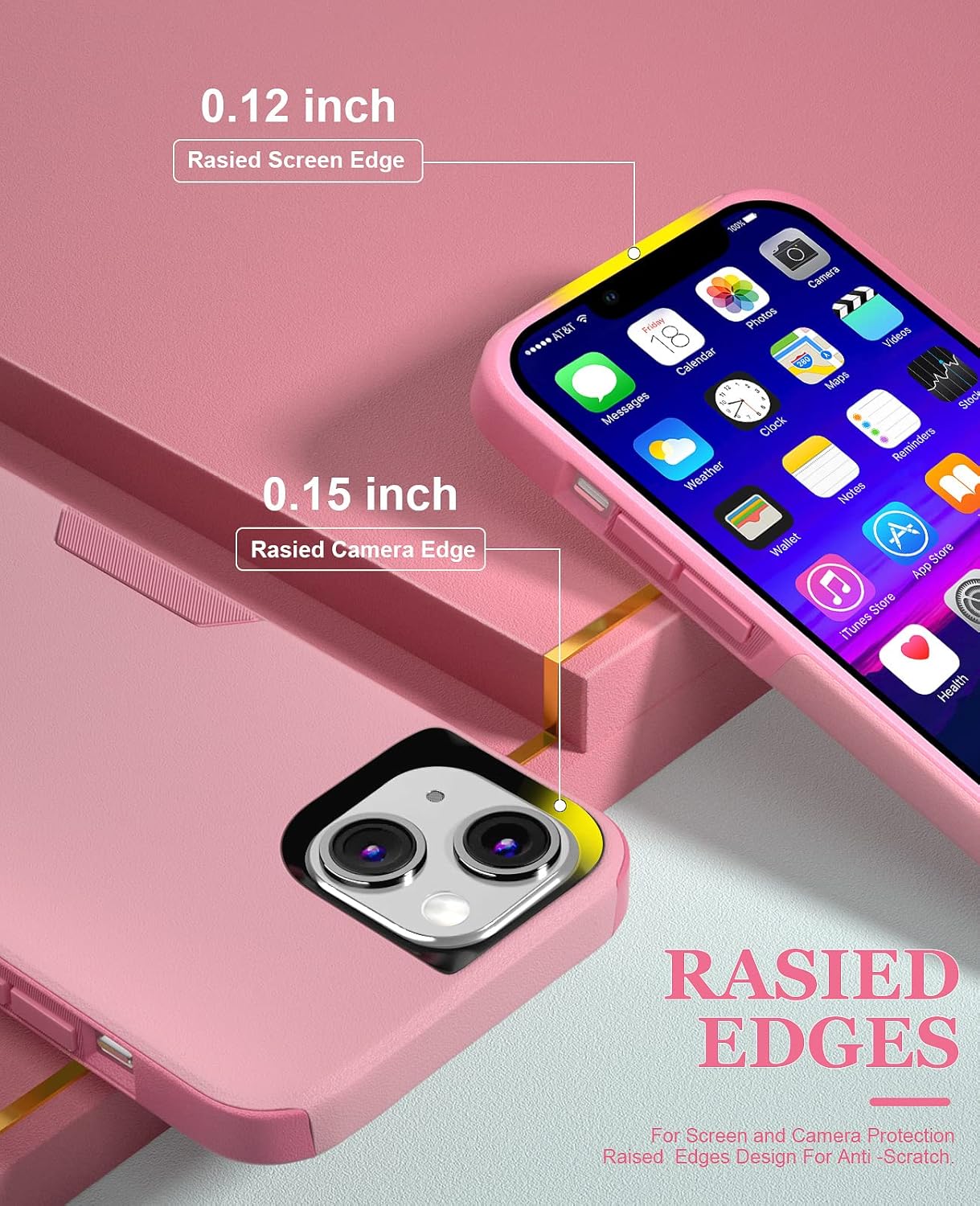 Funda para iPhone 13 con 2 protectores de pantalla de vidrio templado, resistente grado militar, protección de cuerpo completo, a prueba de golpes,