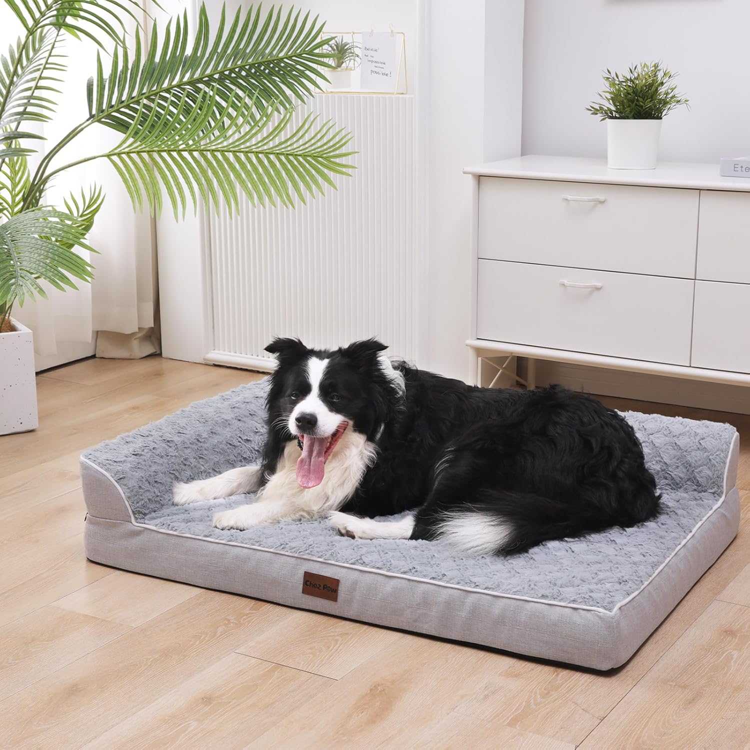 Chez Paw Cama ortopédica para perros extra grandes, camas para perros XL con cómodos refuerzos, cama impermeable extragrande para perros con funda