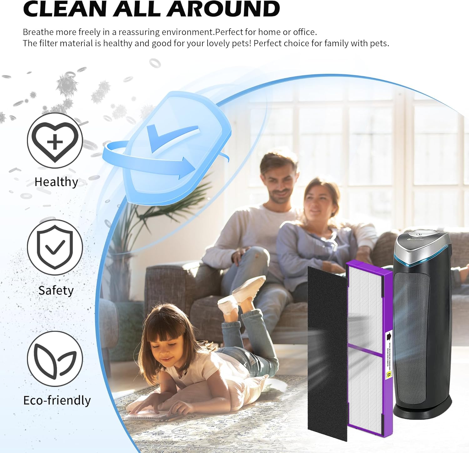 FLT4850pt – Filtro de repuesto HEPA para mascotas compatible con filtro Ger m-Guardian B AC4850, AC4825, AC4870, CDAP4500, C4900, AC4300, AP2200